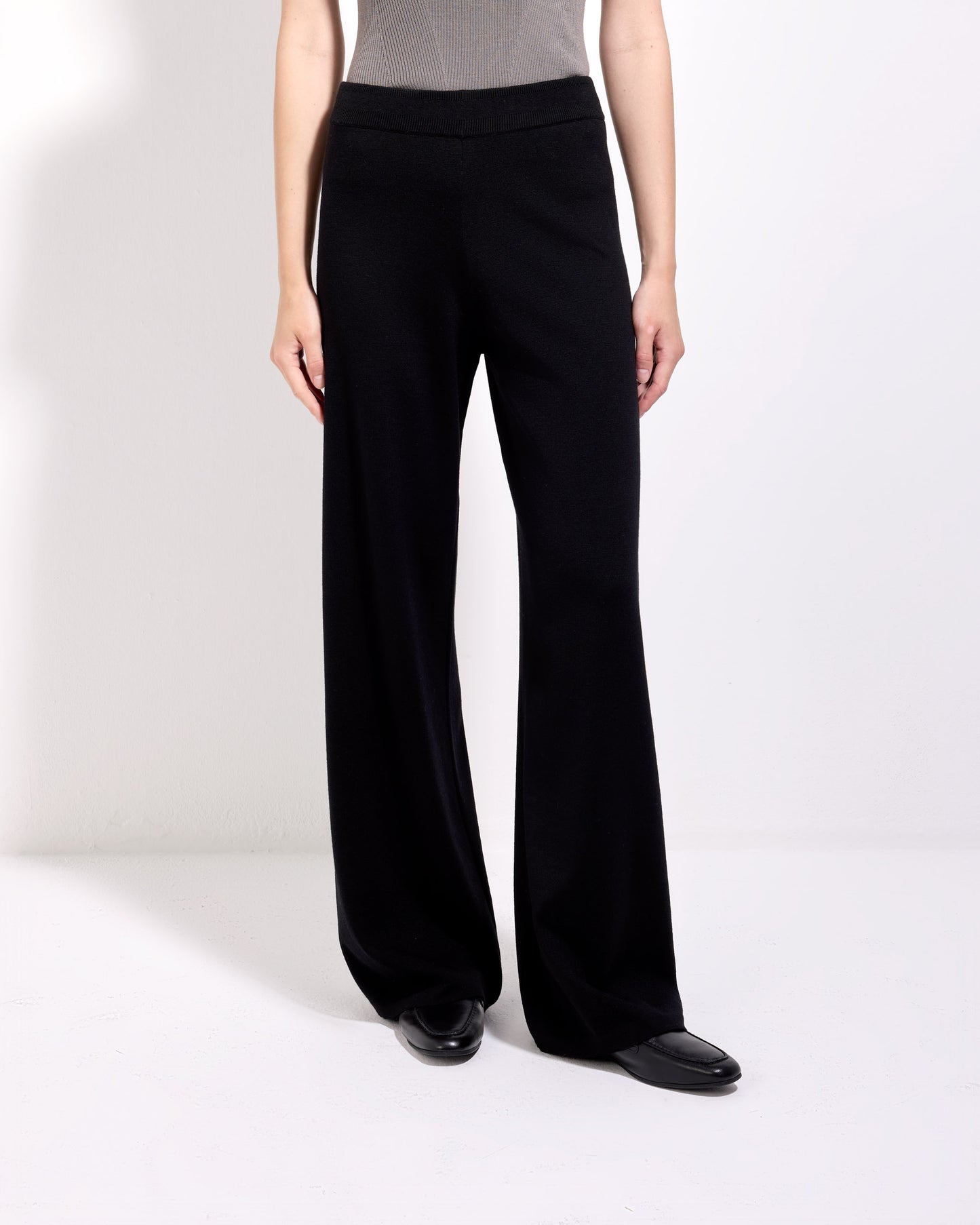 Pantalone palazzo punto milano royal merino nero