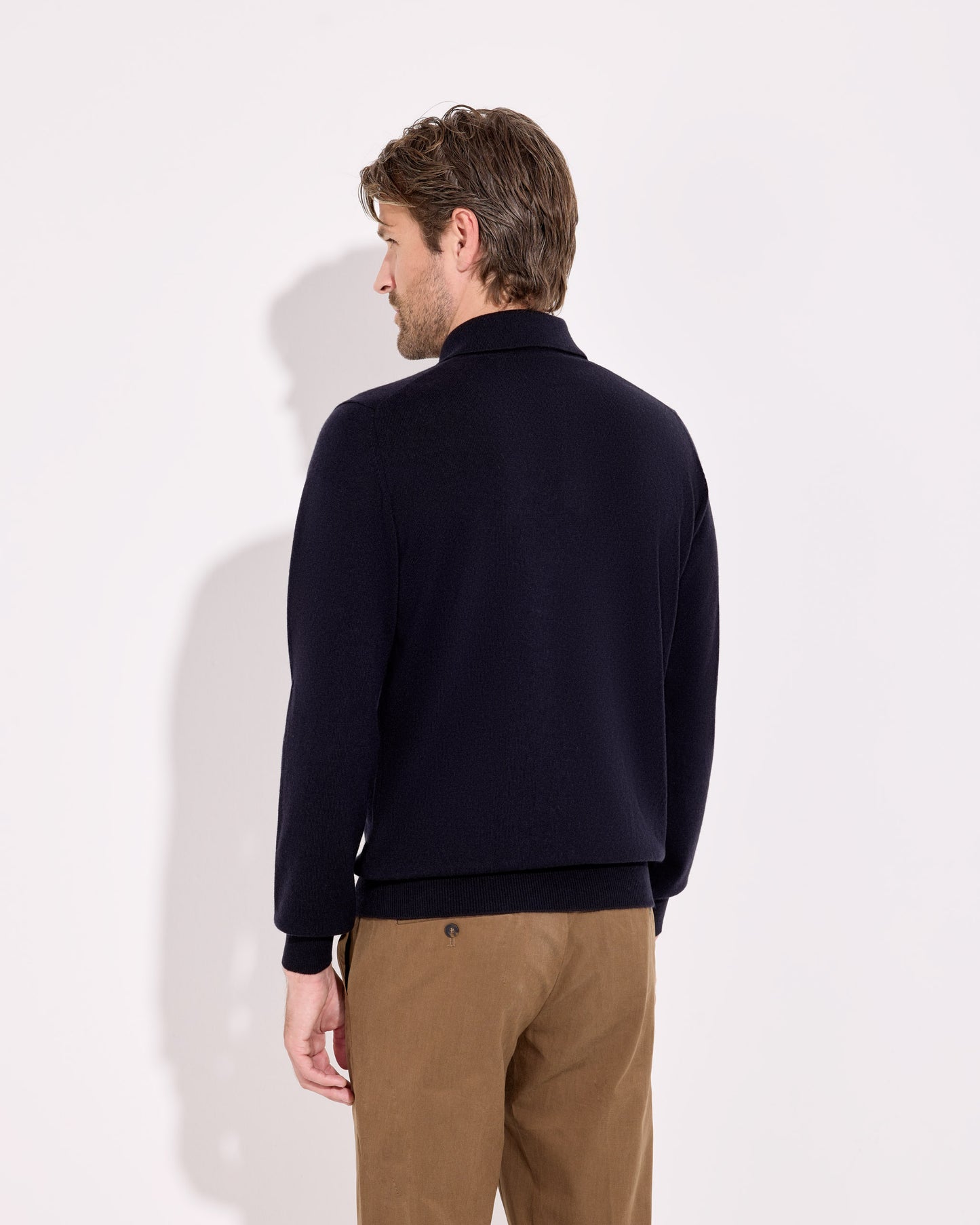Polo a manica lunga cashmere blu oltremare