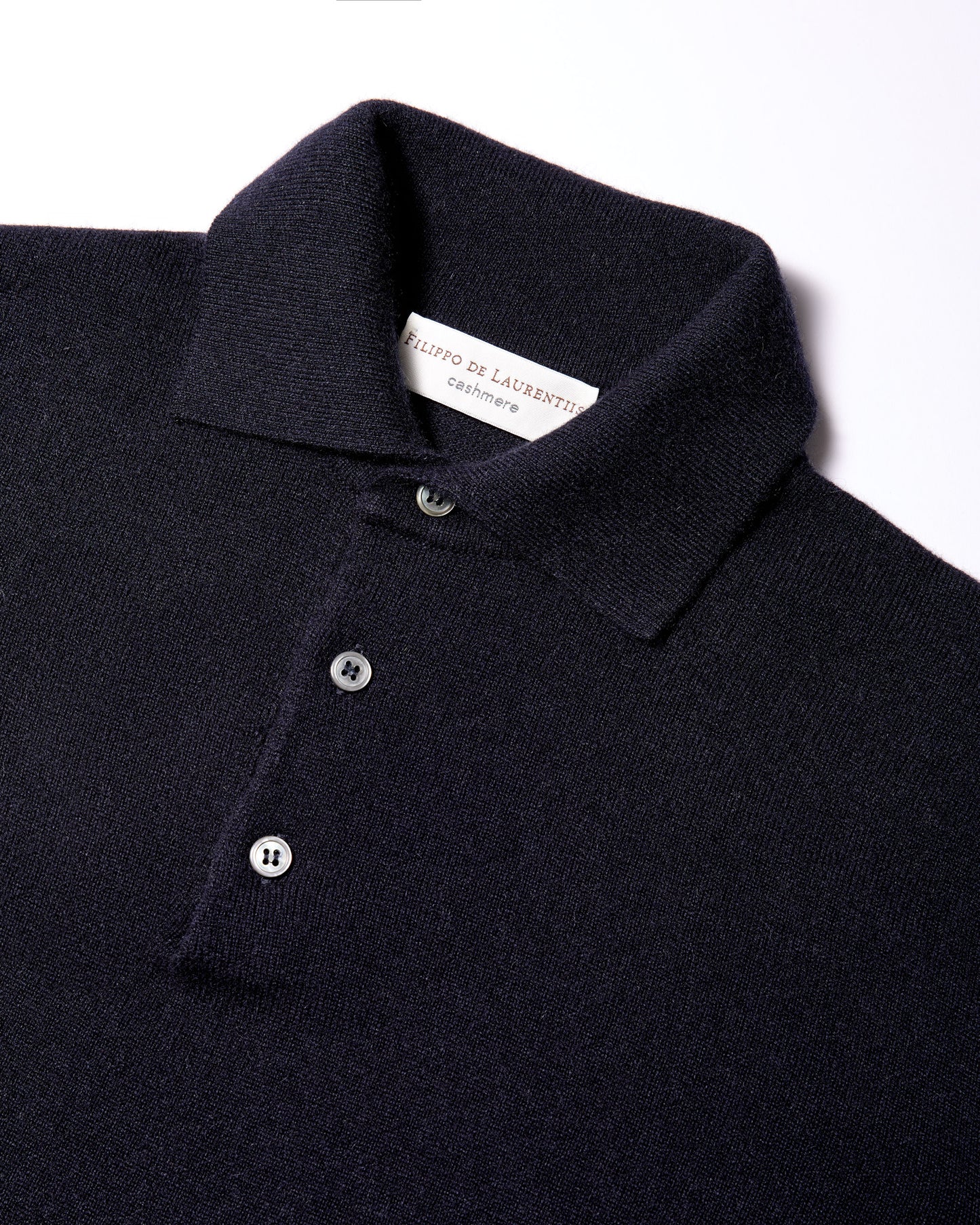 Polo a manica lunga cashmere blu oltremare