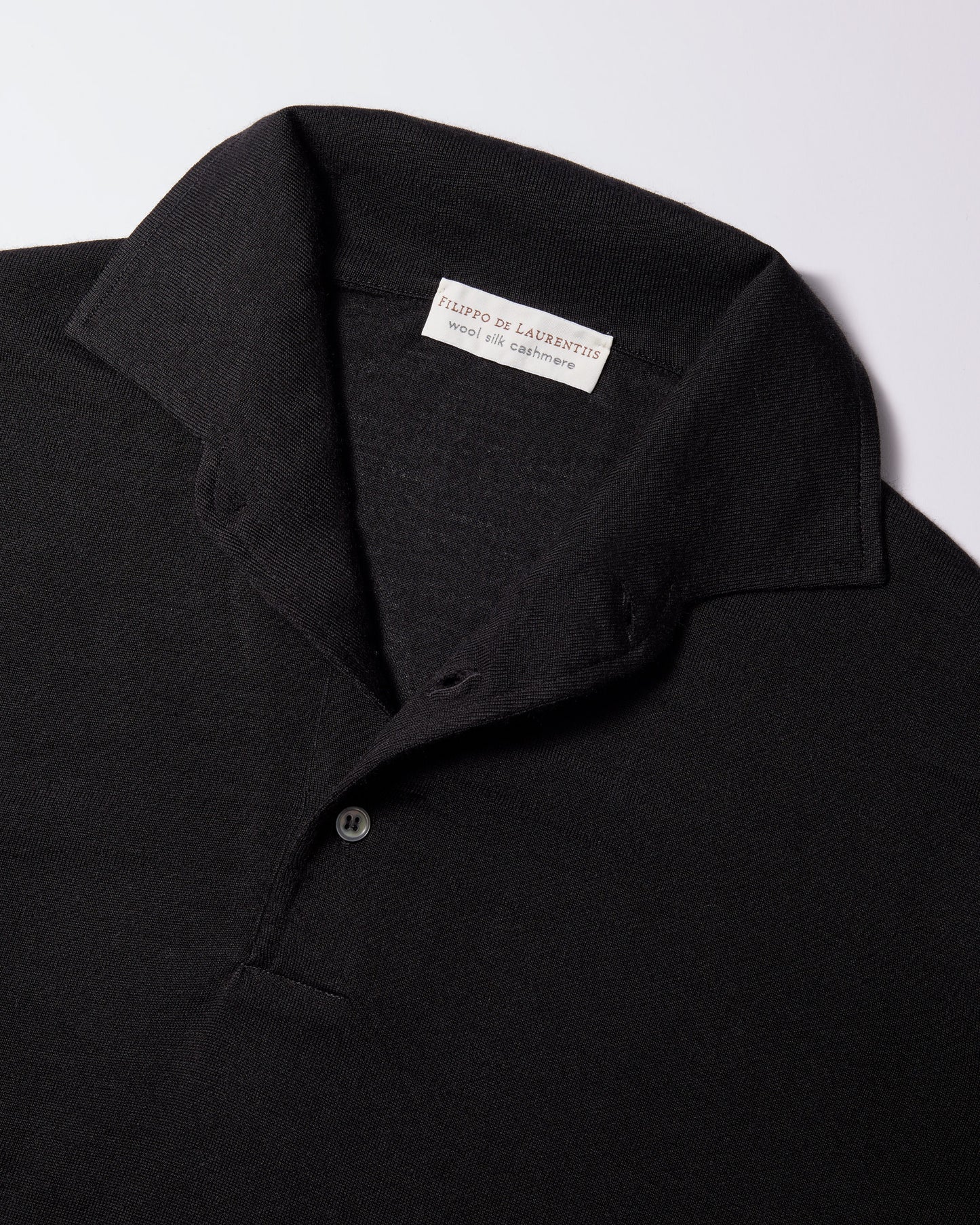 Polo collo con paramontura lana seta cashmere nero