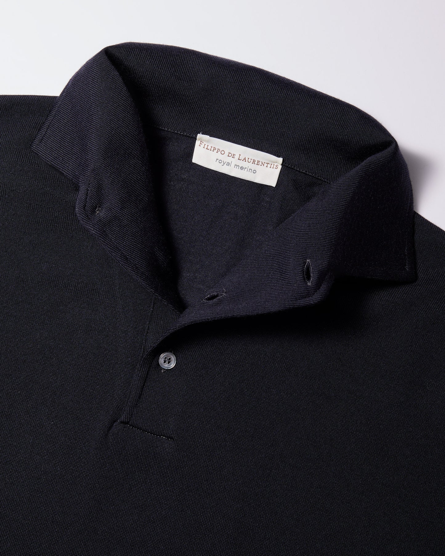Polo collo con paramontura royal merino blu navy