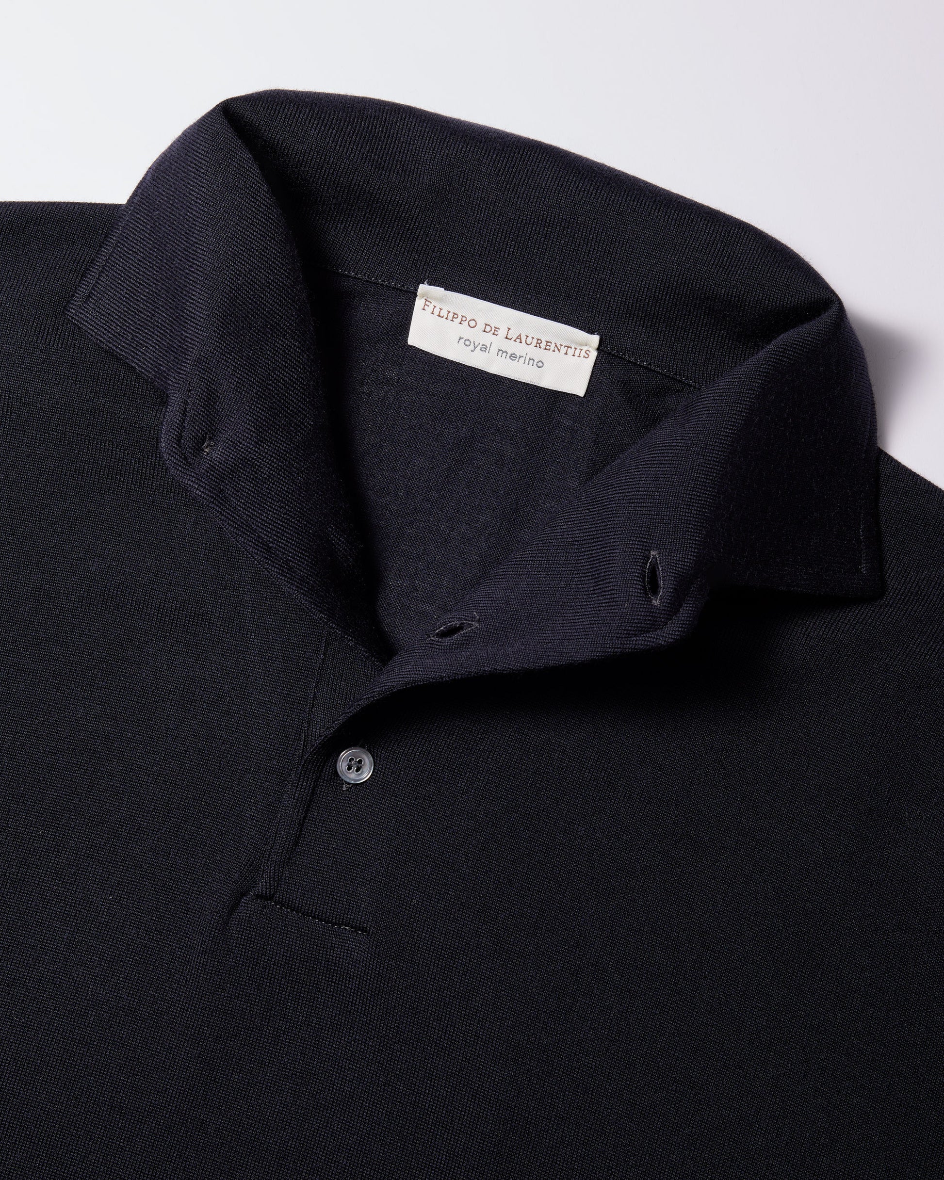 Polo collo con paramontura royal merino blu navy
