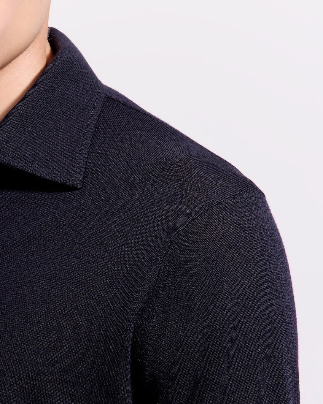 Polo collo con paramontura royal merino blu navy