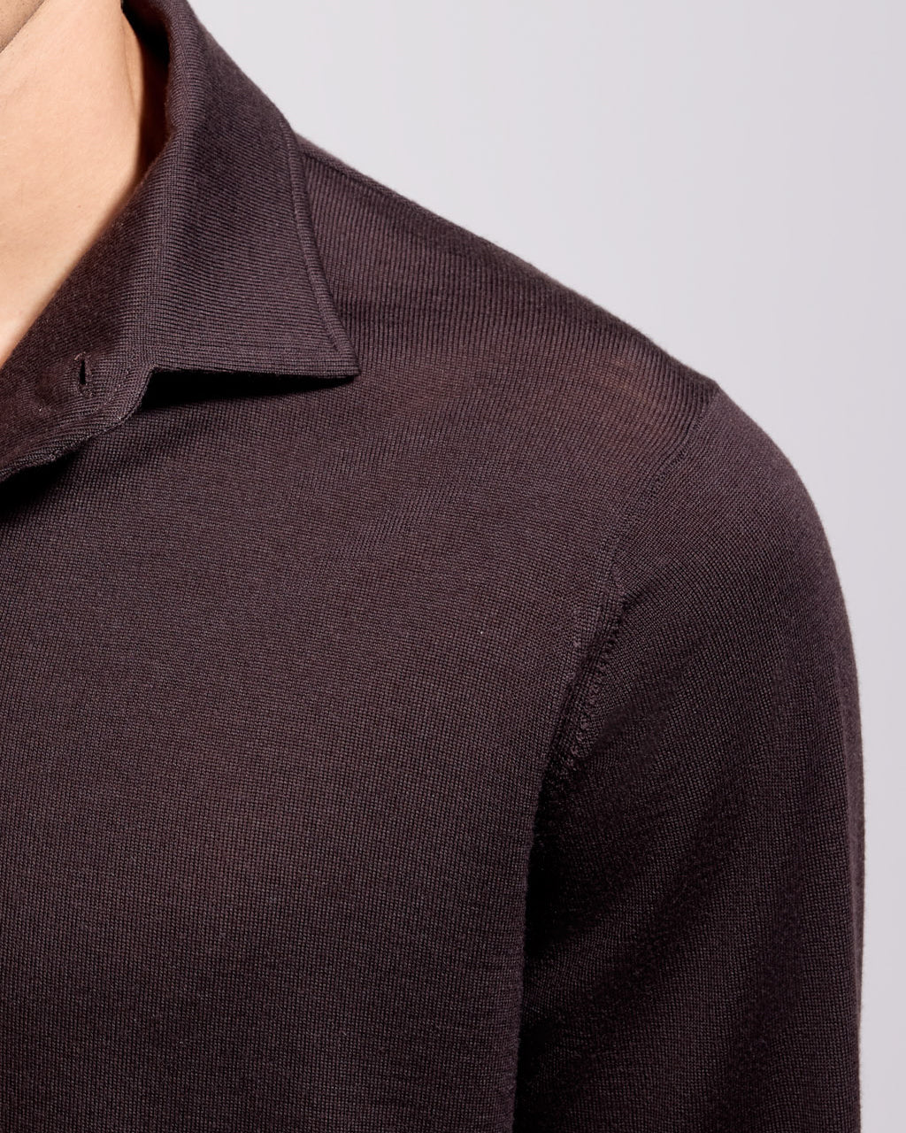 Polo collo con paramontura royal merino caffè