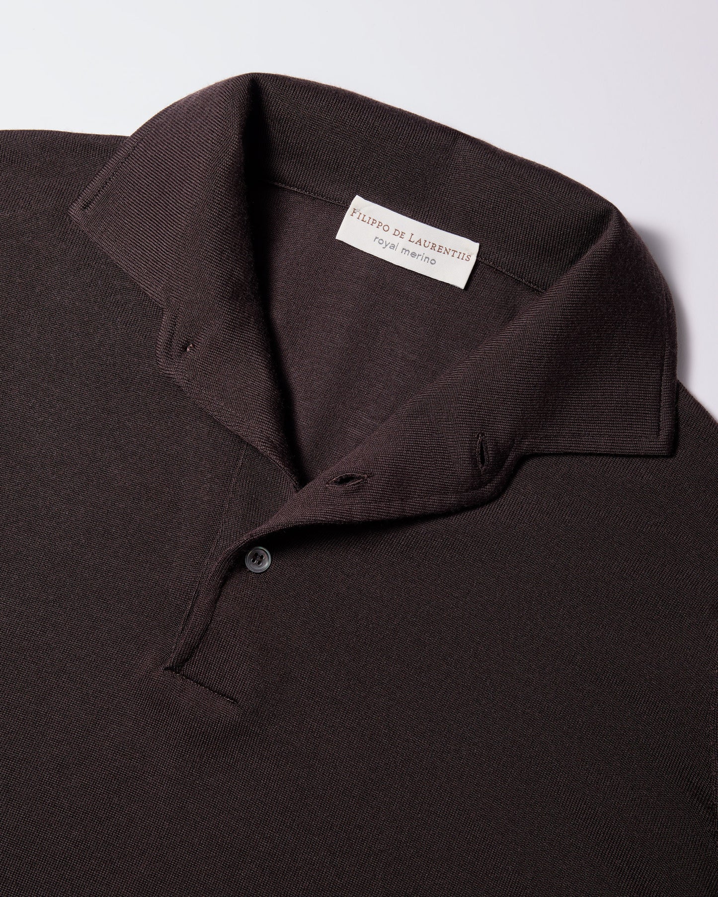 Polo collo con paramontura royal merino caffè