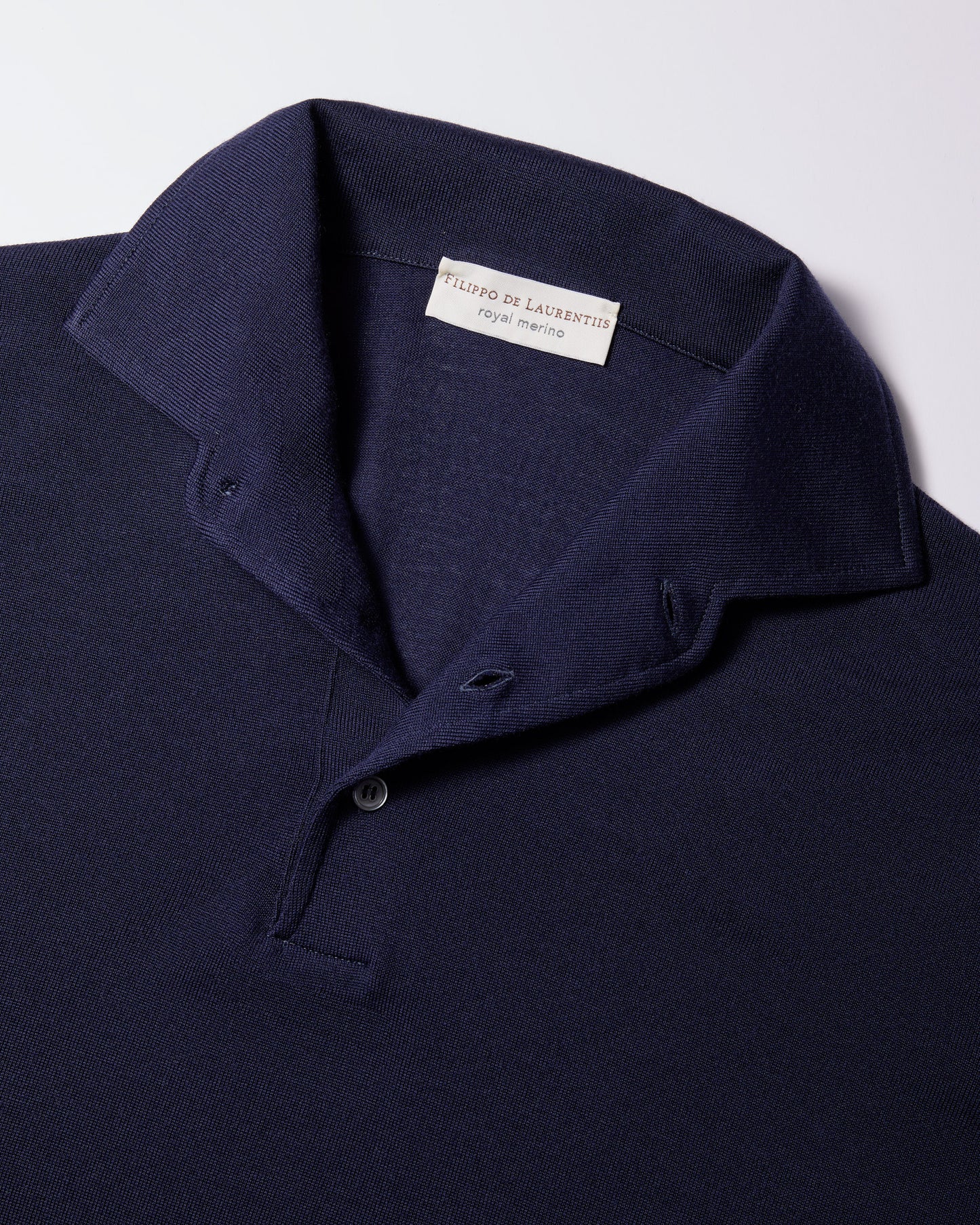 Polo collo con paramontura royal merino indaco