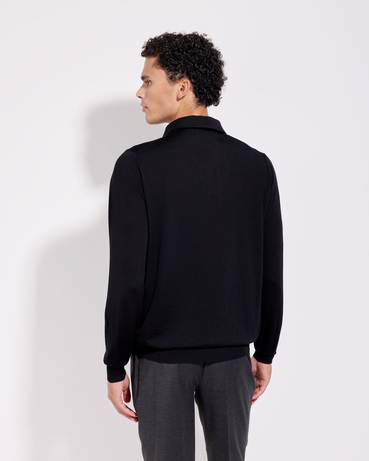 Polo collo con paramontura royal merino nero