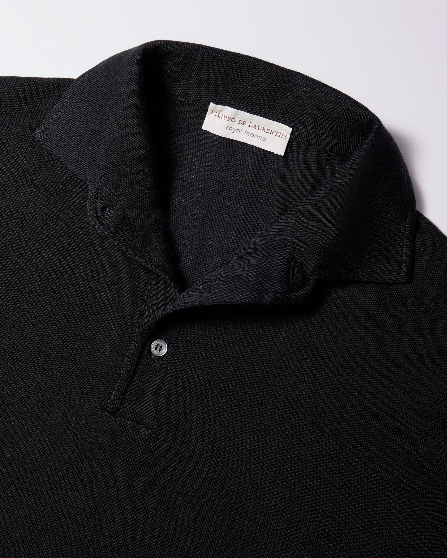 Polo collo con paramontura royal merino nero
