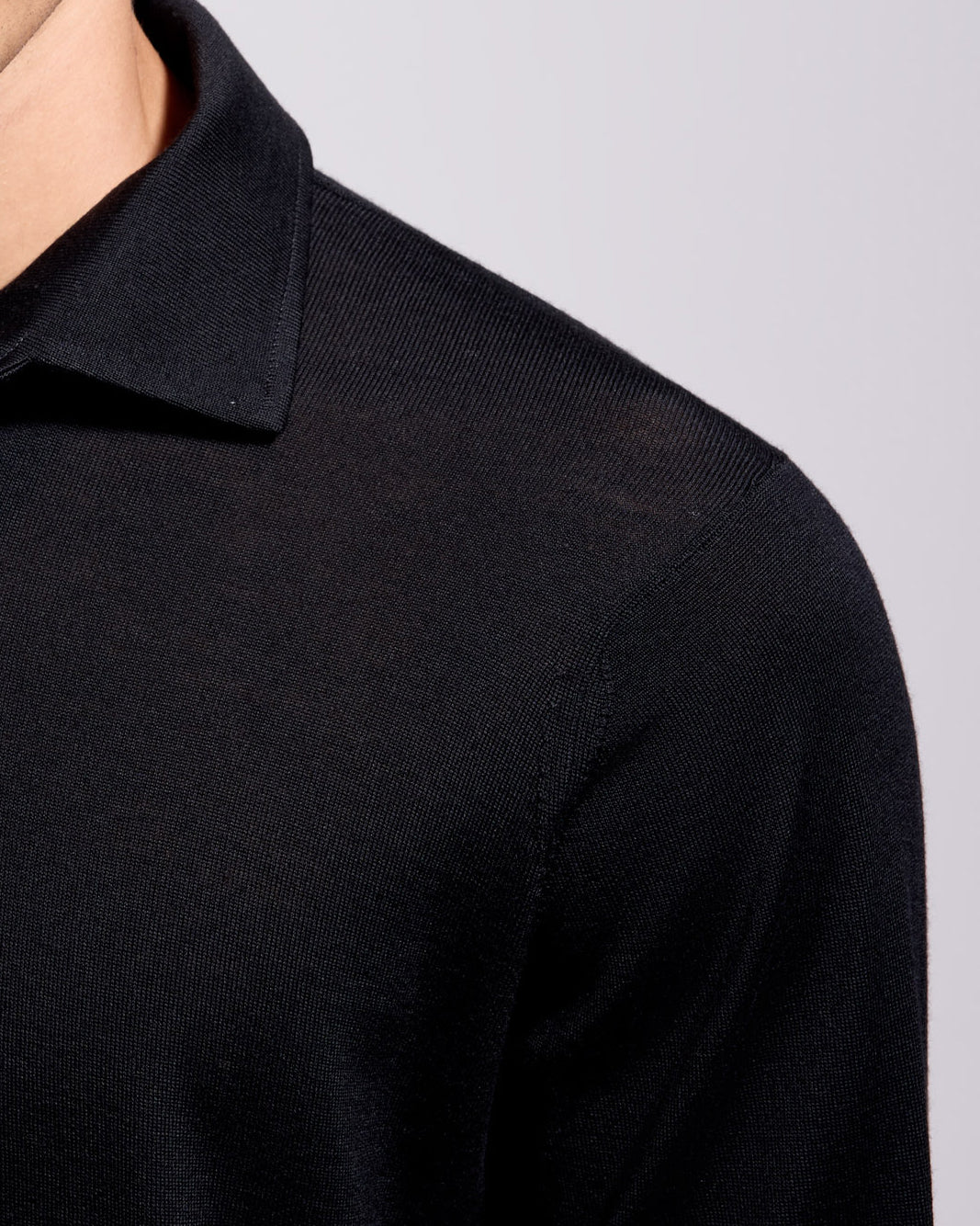 Polo collo con paramontura royal merino nero