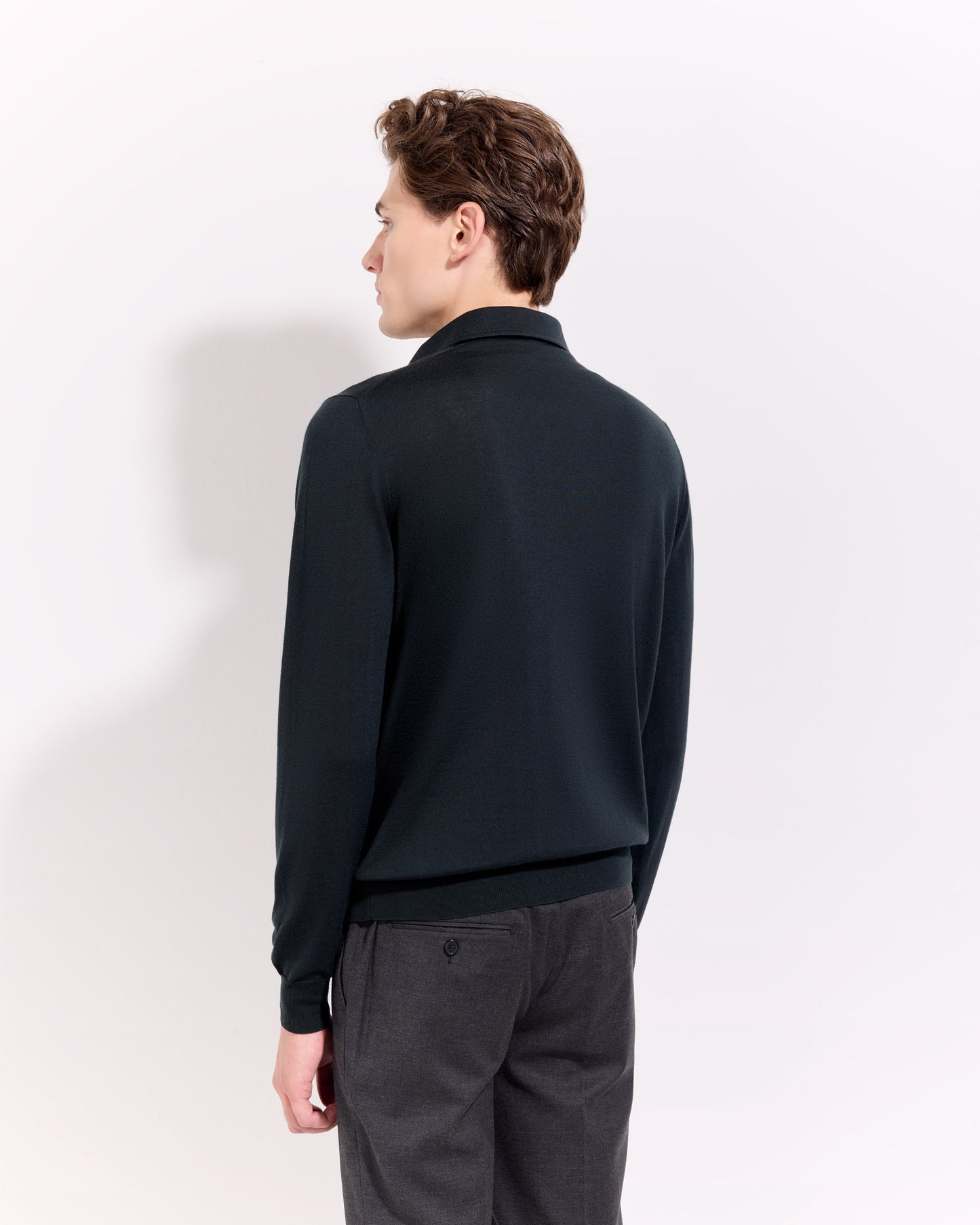 Polo collo con paramontura royal merino verde scuro