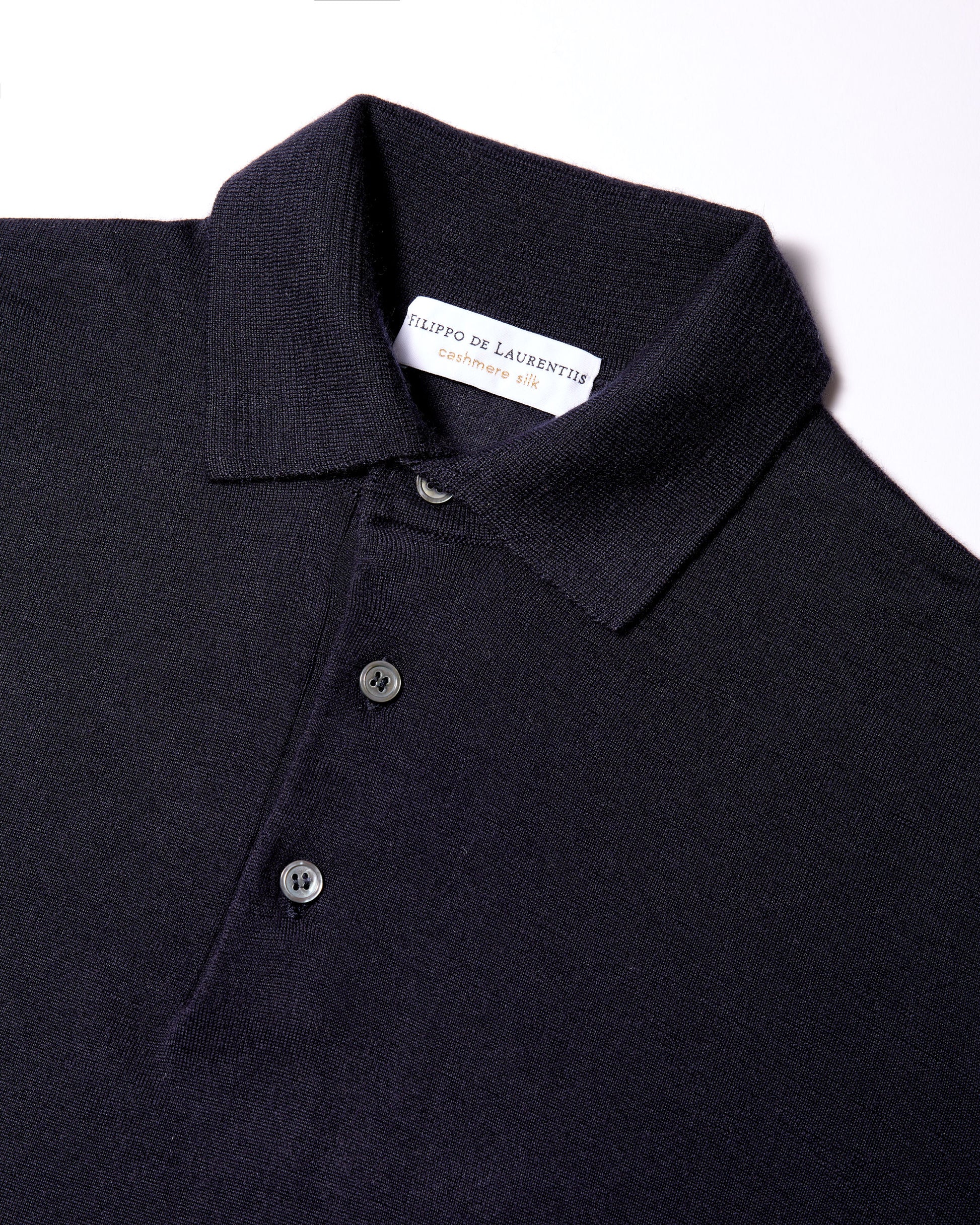 Maglia a polo cashmere seta blu navy