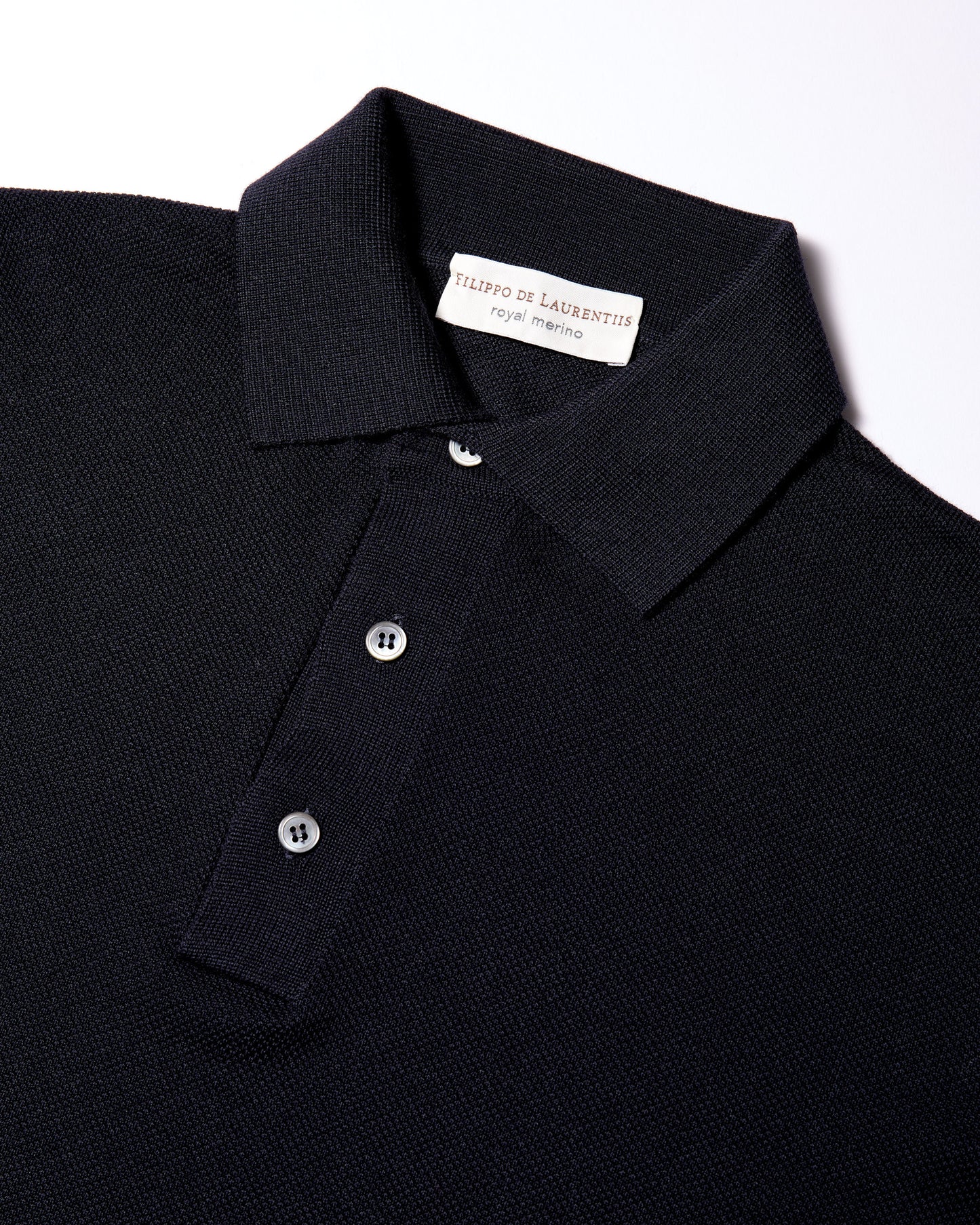 Polo in piquet a manica lunga royal merino blu navy