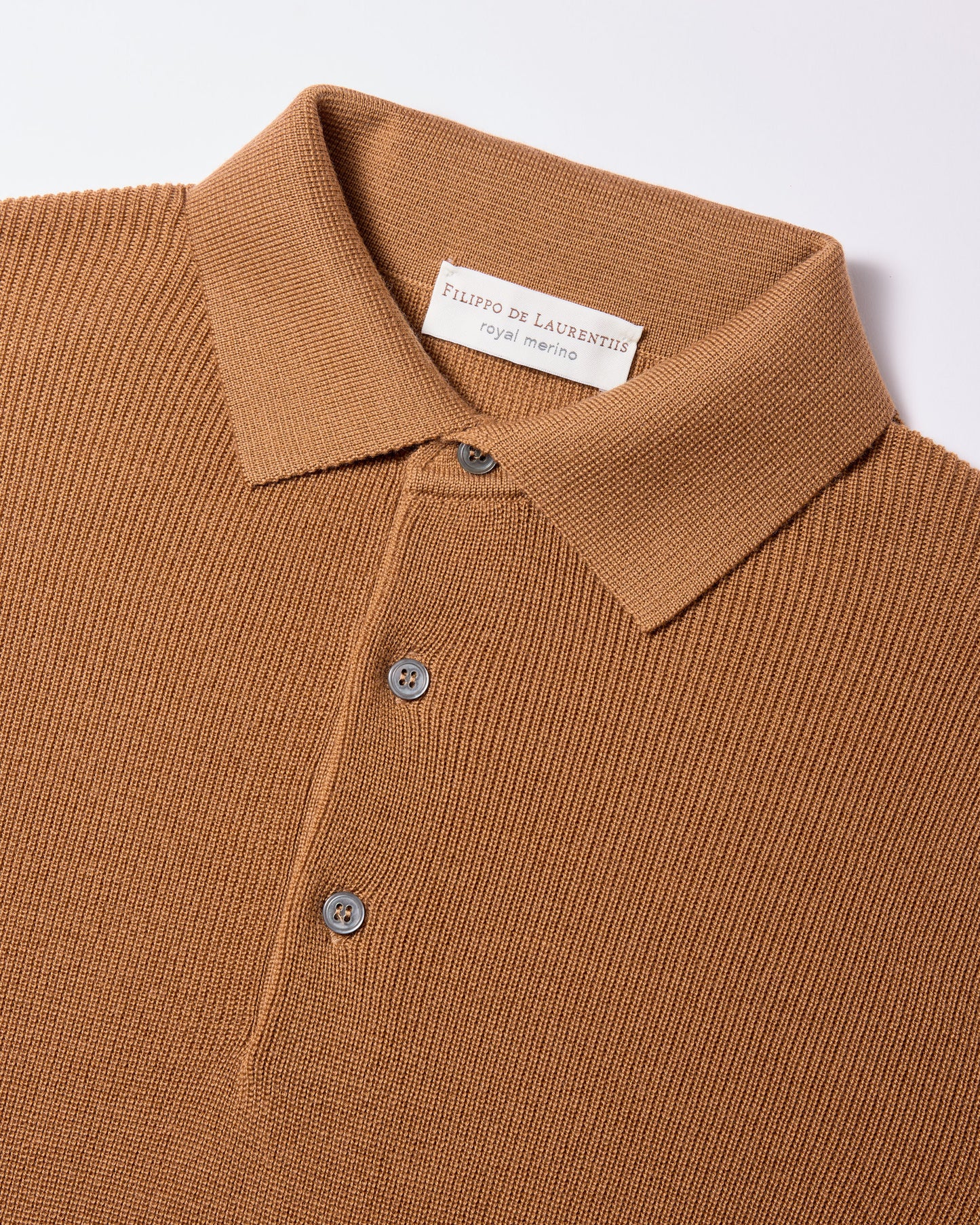 Maglia a polo costina royal merino cannella