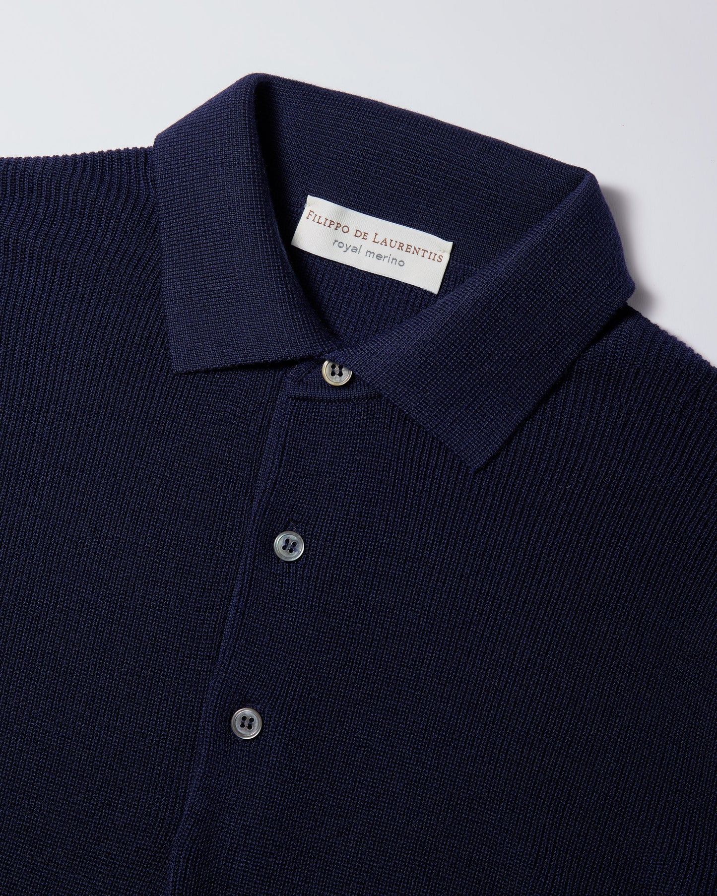Maglia a polo costina royal merino indaco