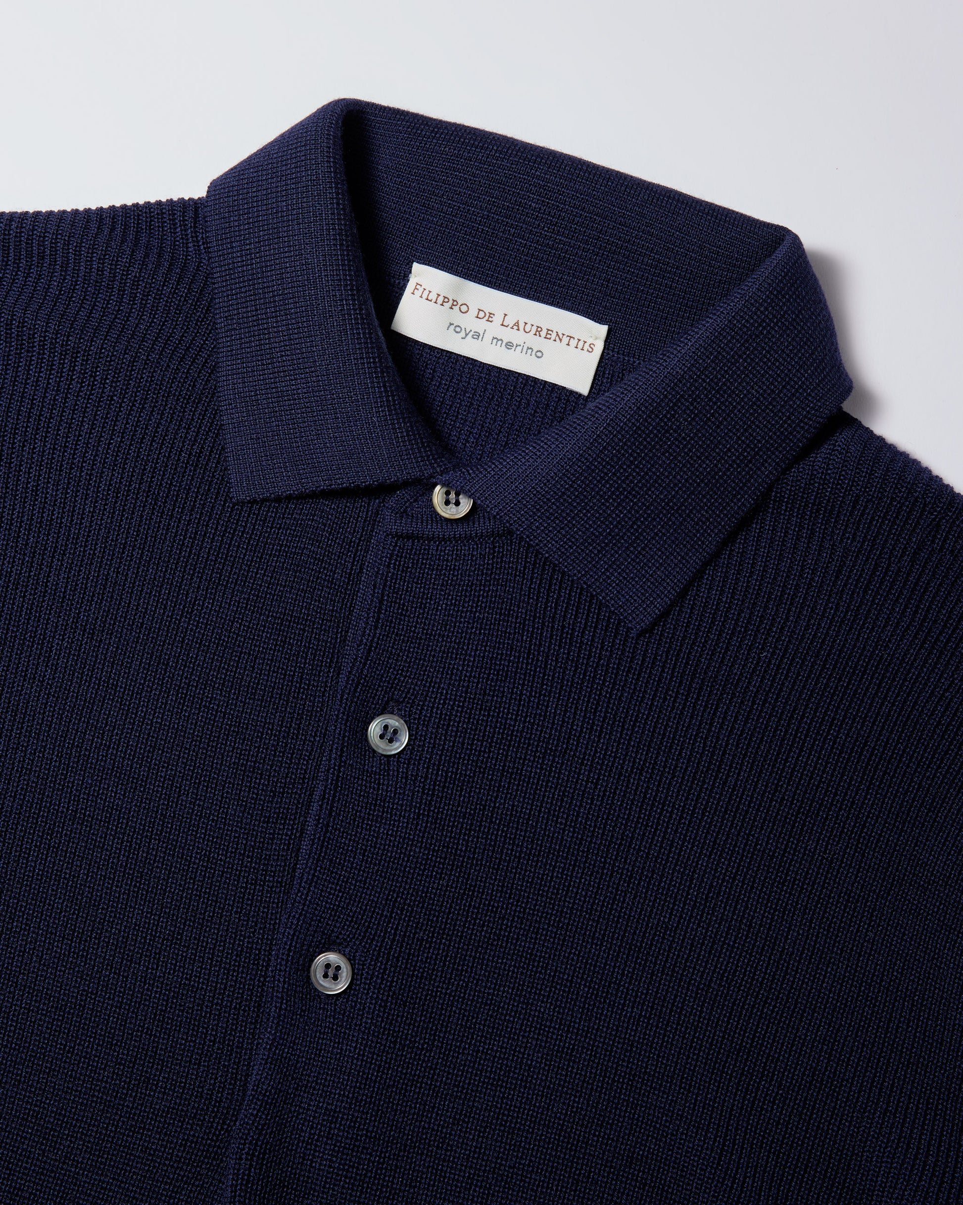 Maglia a polo costina royal merino indaco