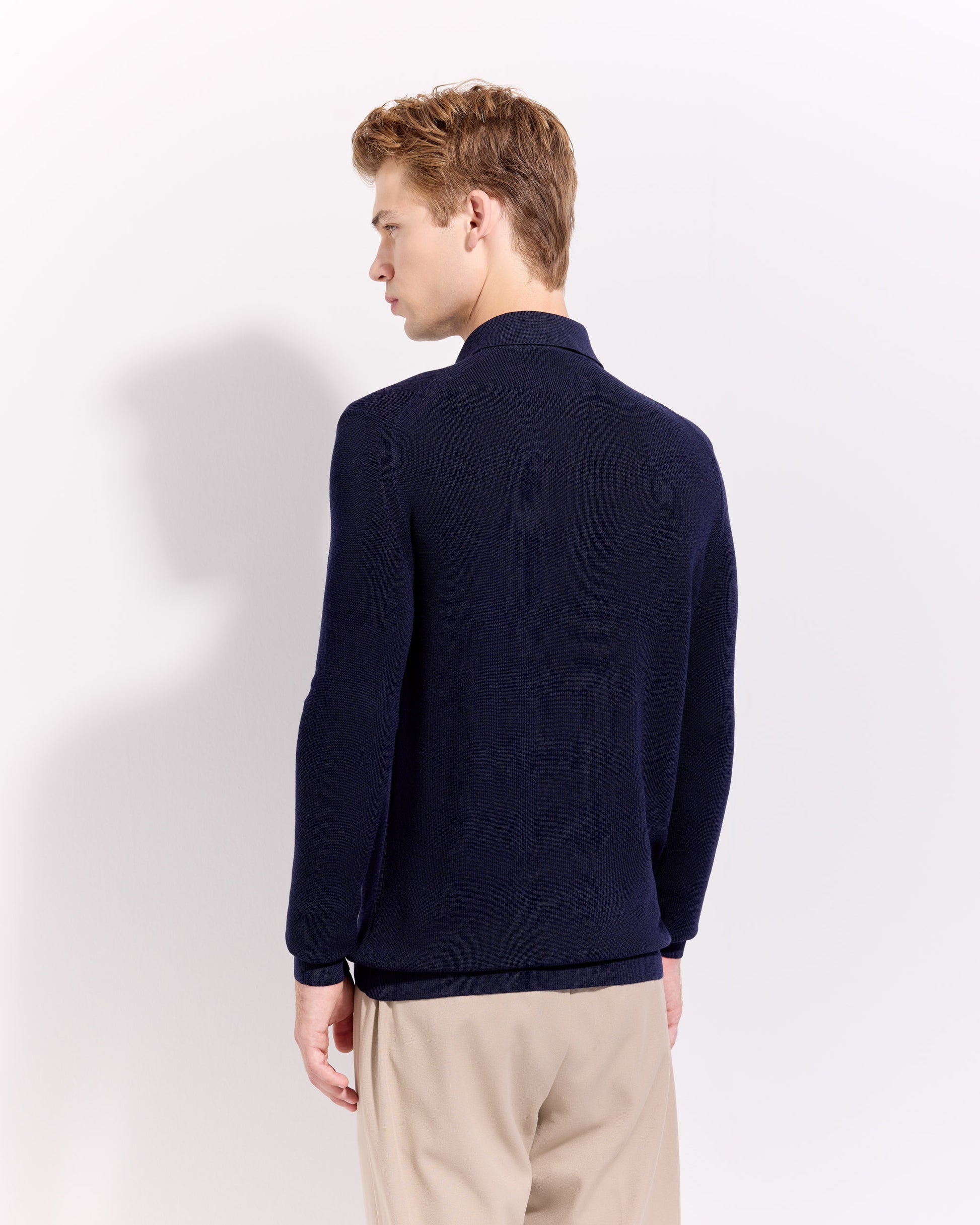 Maglia a polo costina royal merino indaco