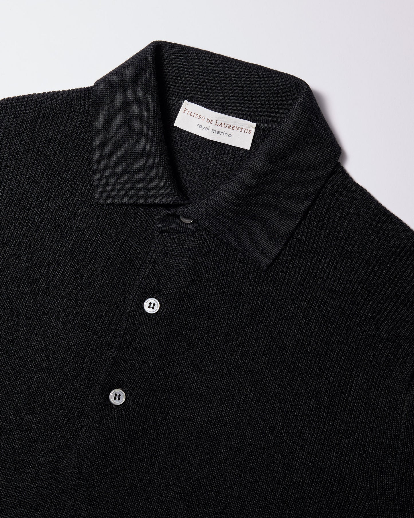 Maglia a polo costina royal merino nero
