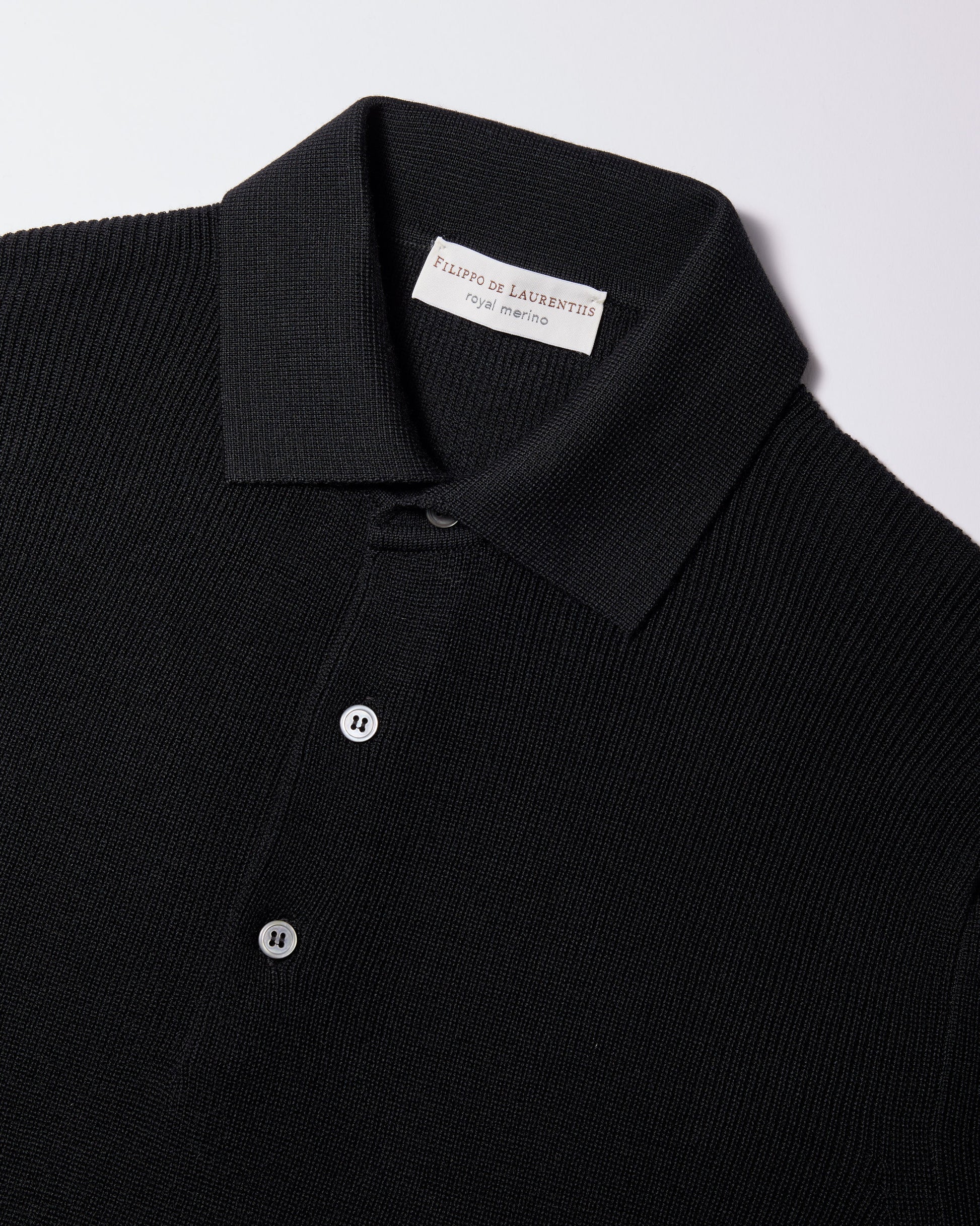 Maglia a polo costina royal merino nero