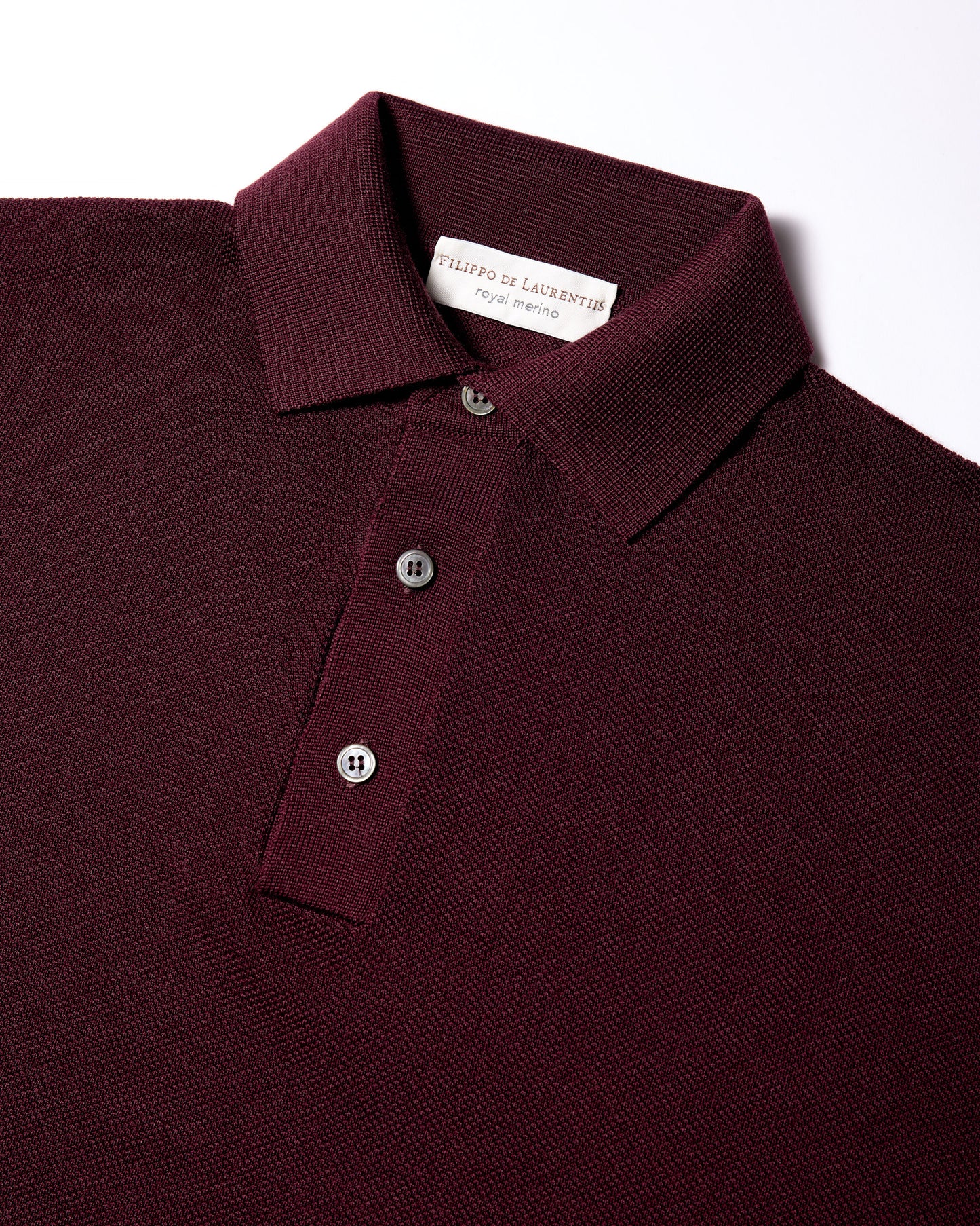 Polo in piquet a manica lunga royal merino rosso bruciato