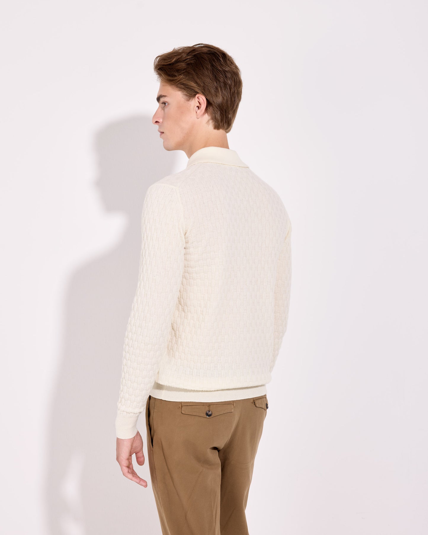 Polo lana cashmere bianco latte