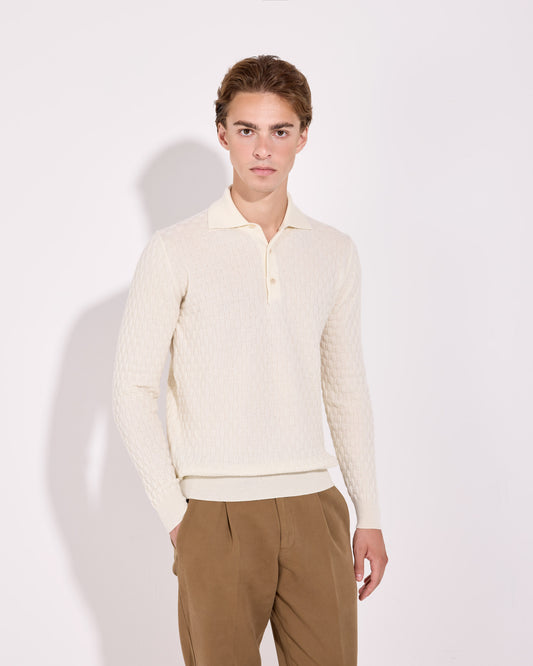 Polo lana cashmere bianco latte