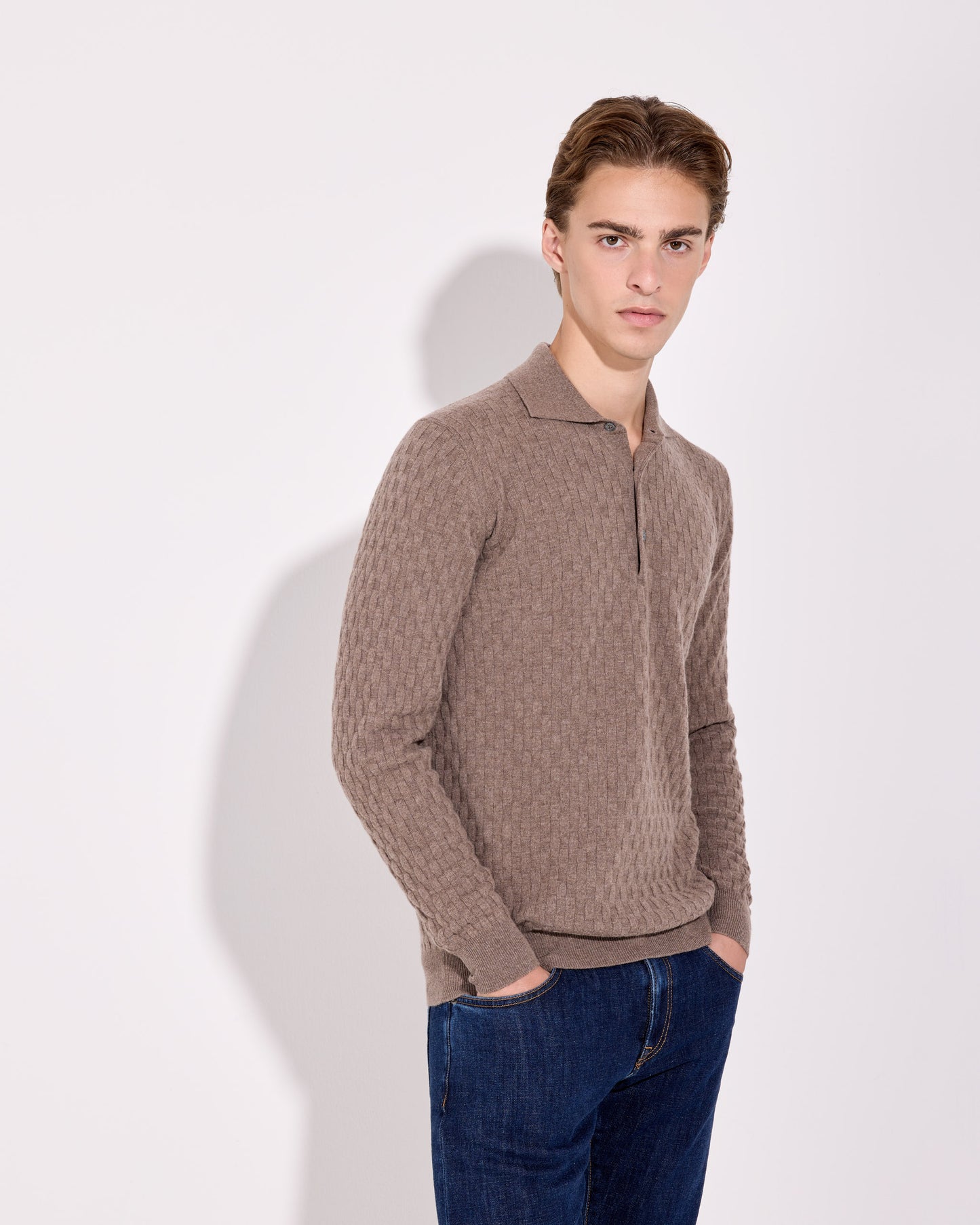 Polo lana cashmere tortora