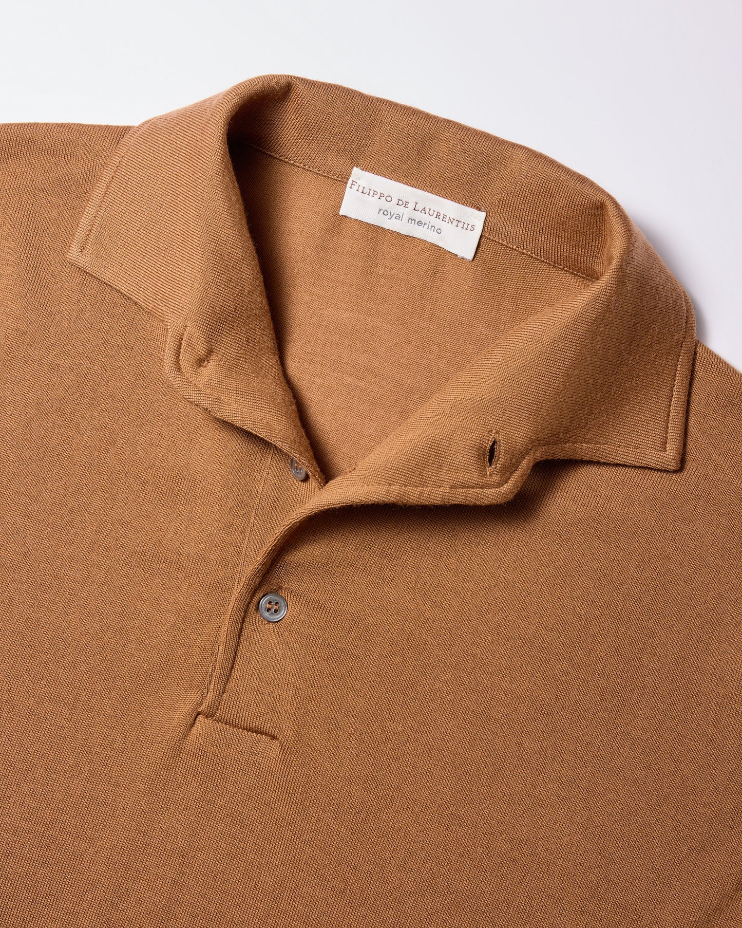 Polo collo con paramontura royal merino cannella