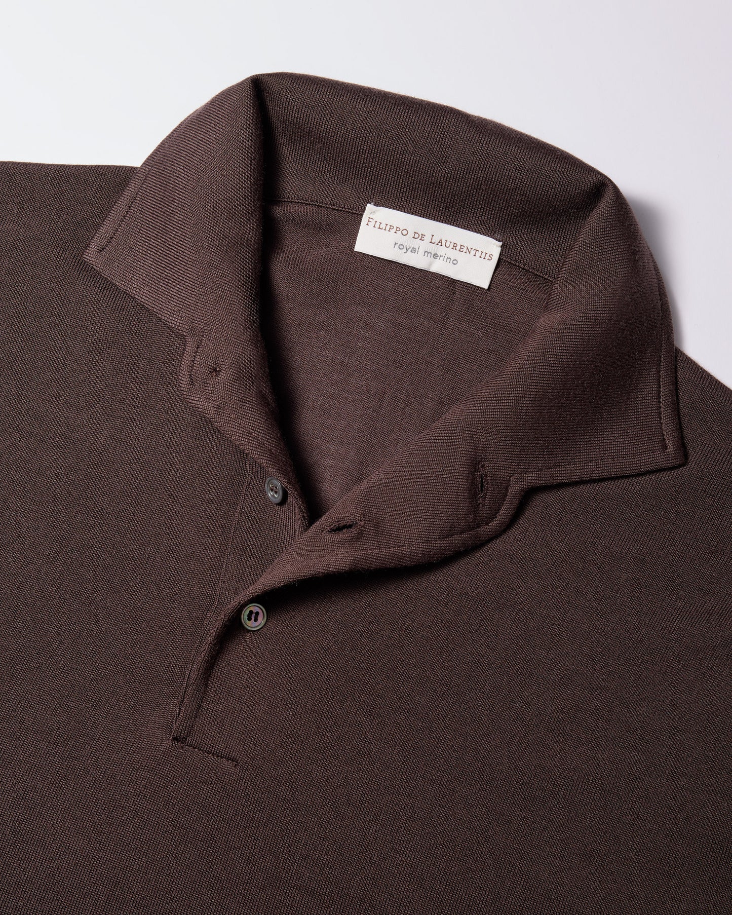 Polo collo con paramontura royal merino cioccolato