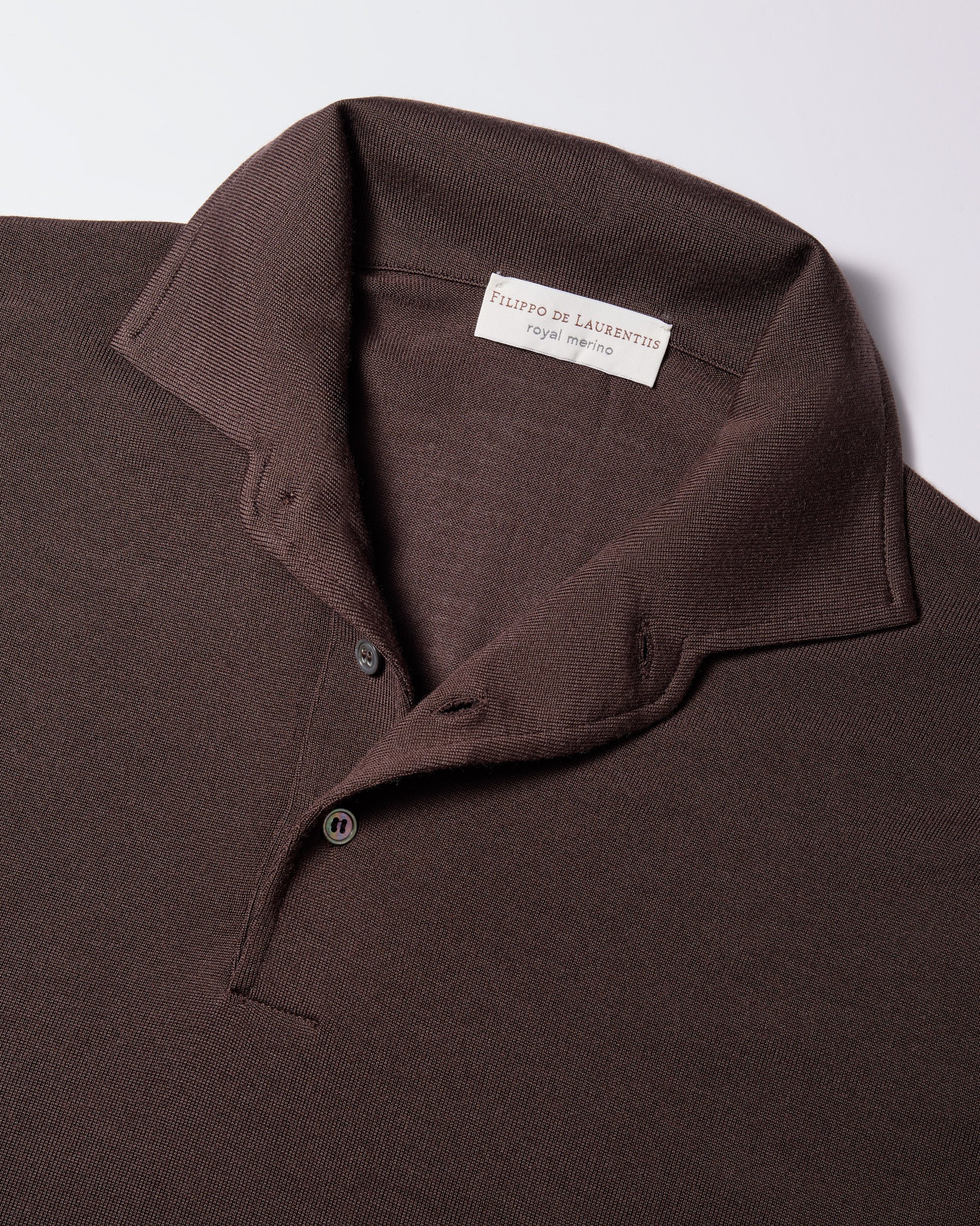 Polo collo con paramontura royal merino cioccolato
