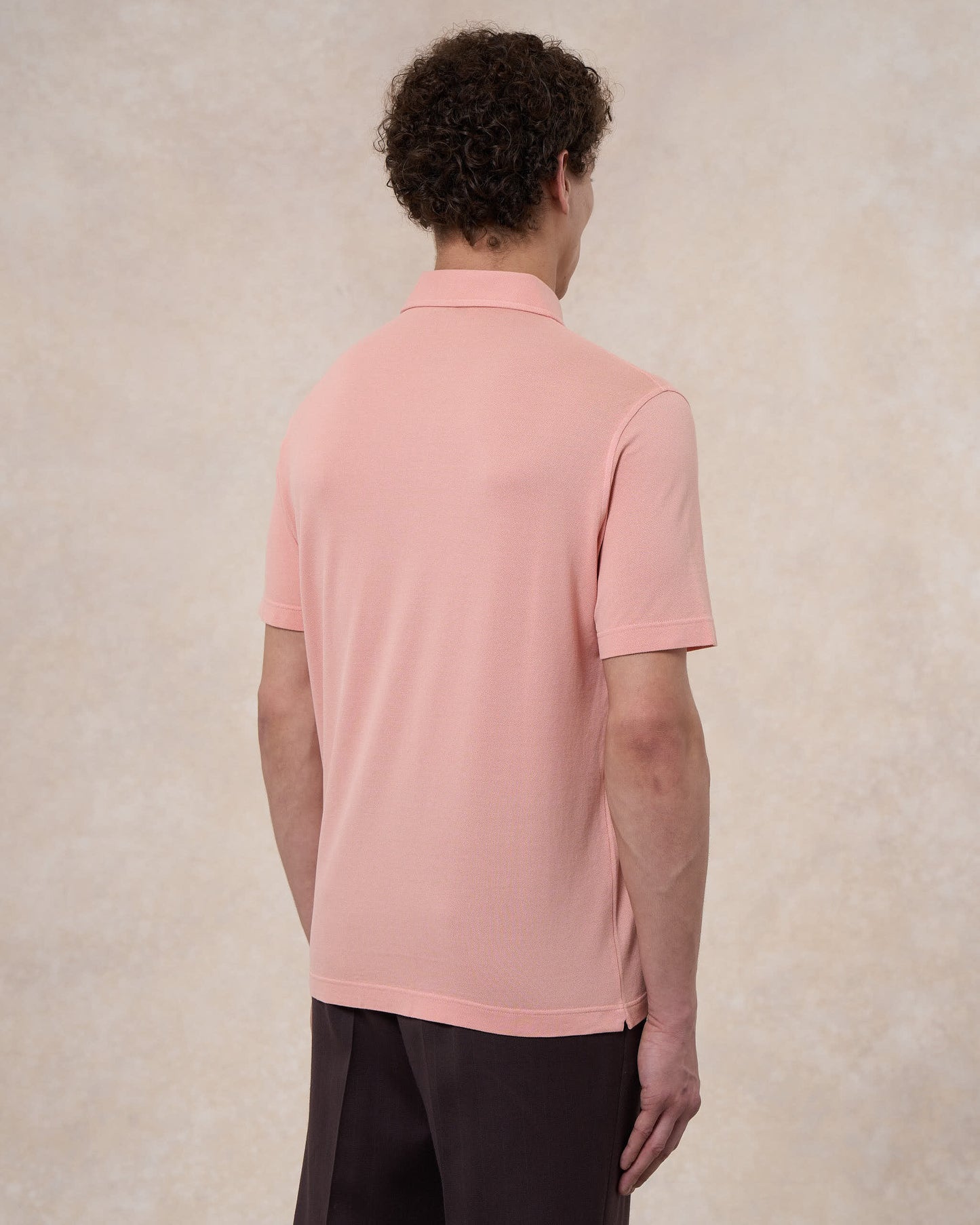 Polo rosa salmone in cotone piqué a manica corta
