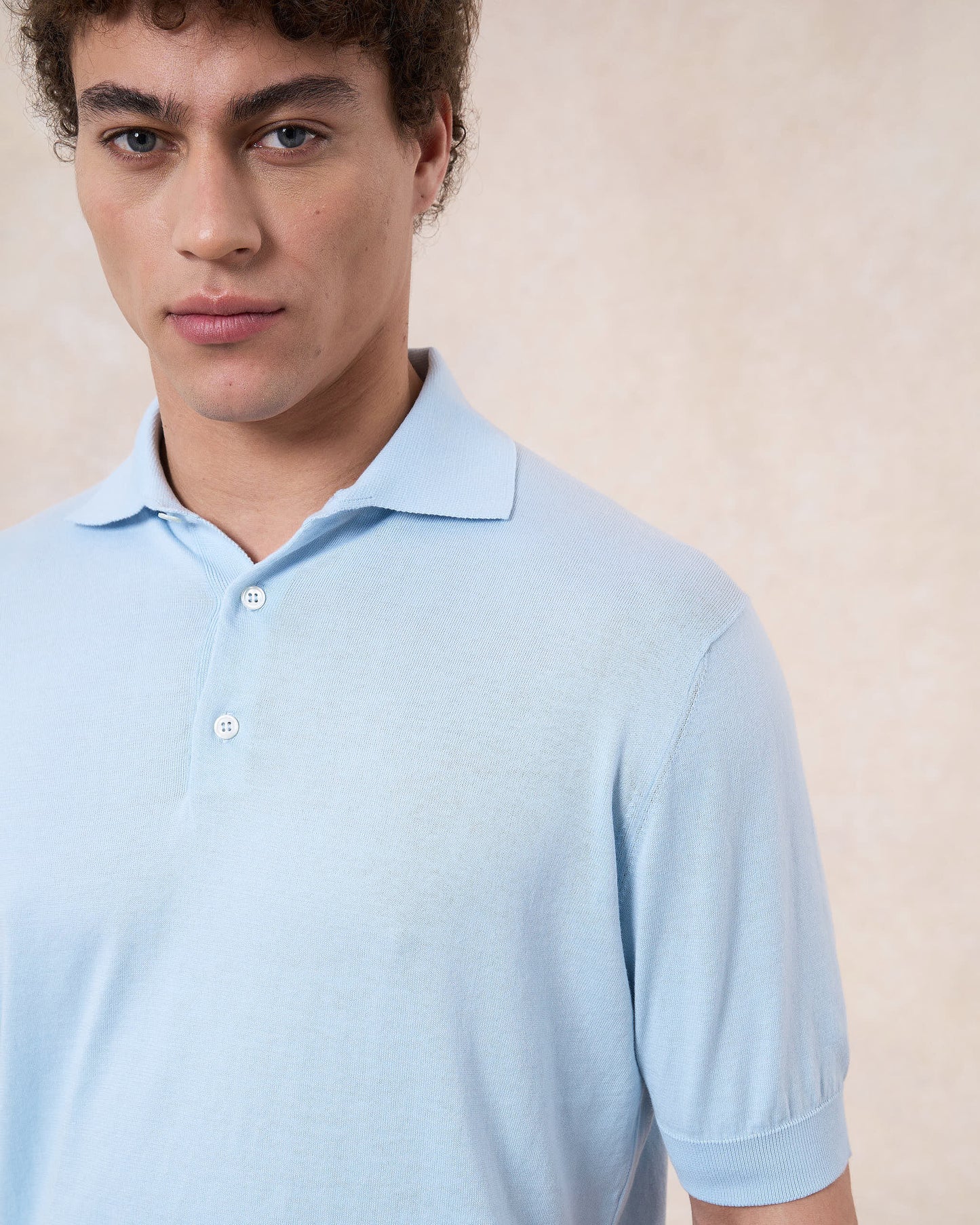 Polo grigio polvere in cotone Sea Island®