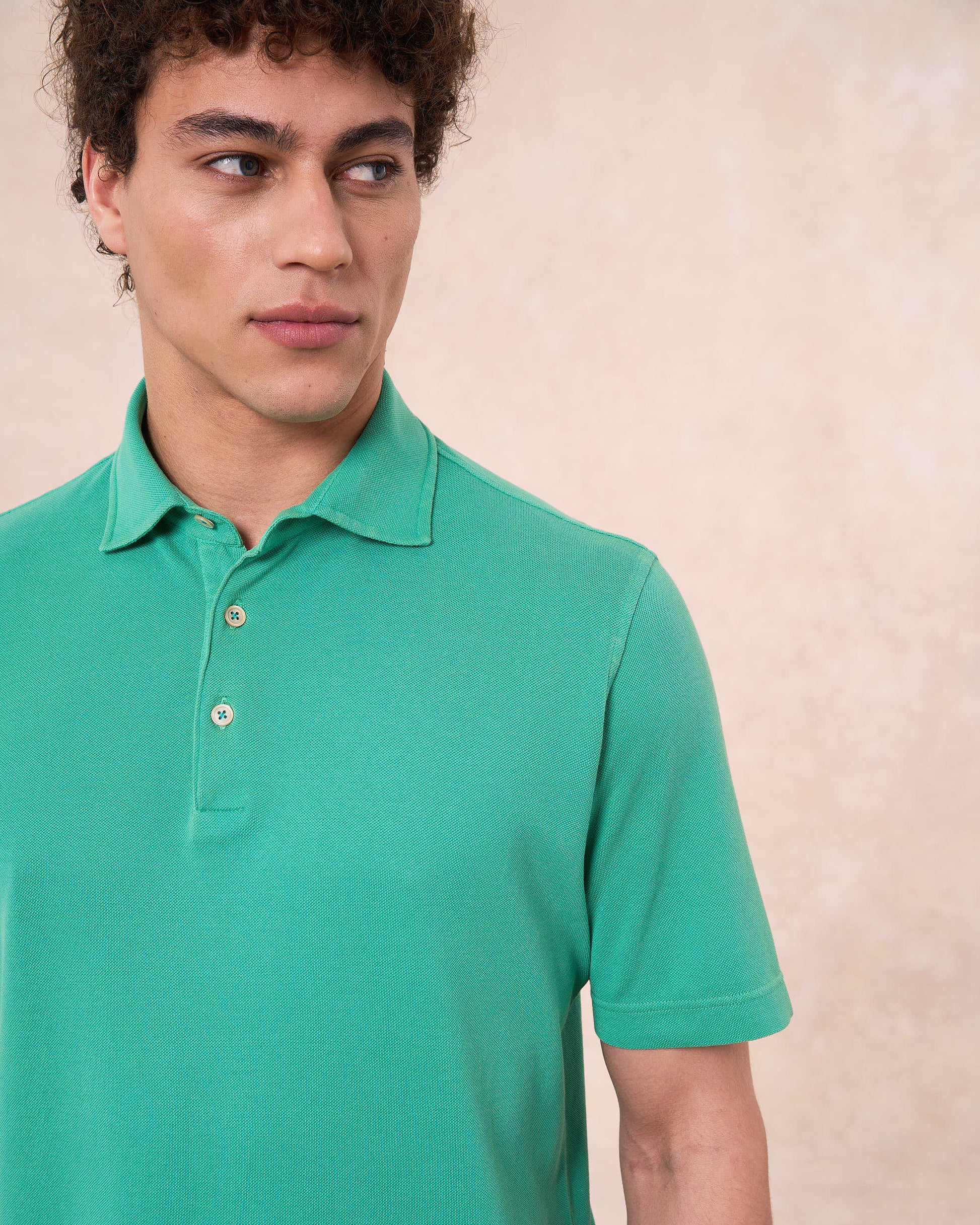 Polo verde acqua in cotone piqué a manica corta