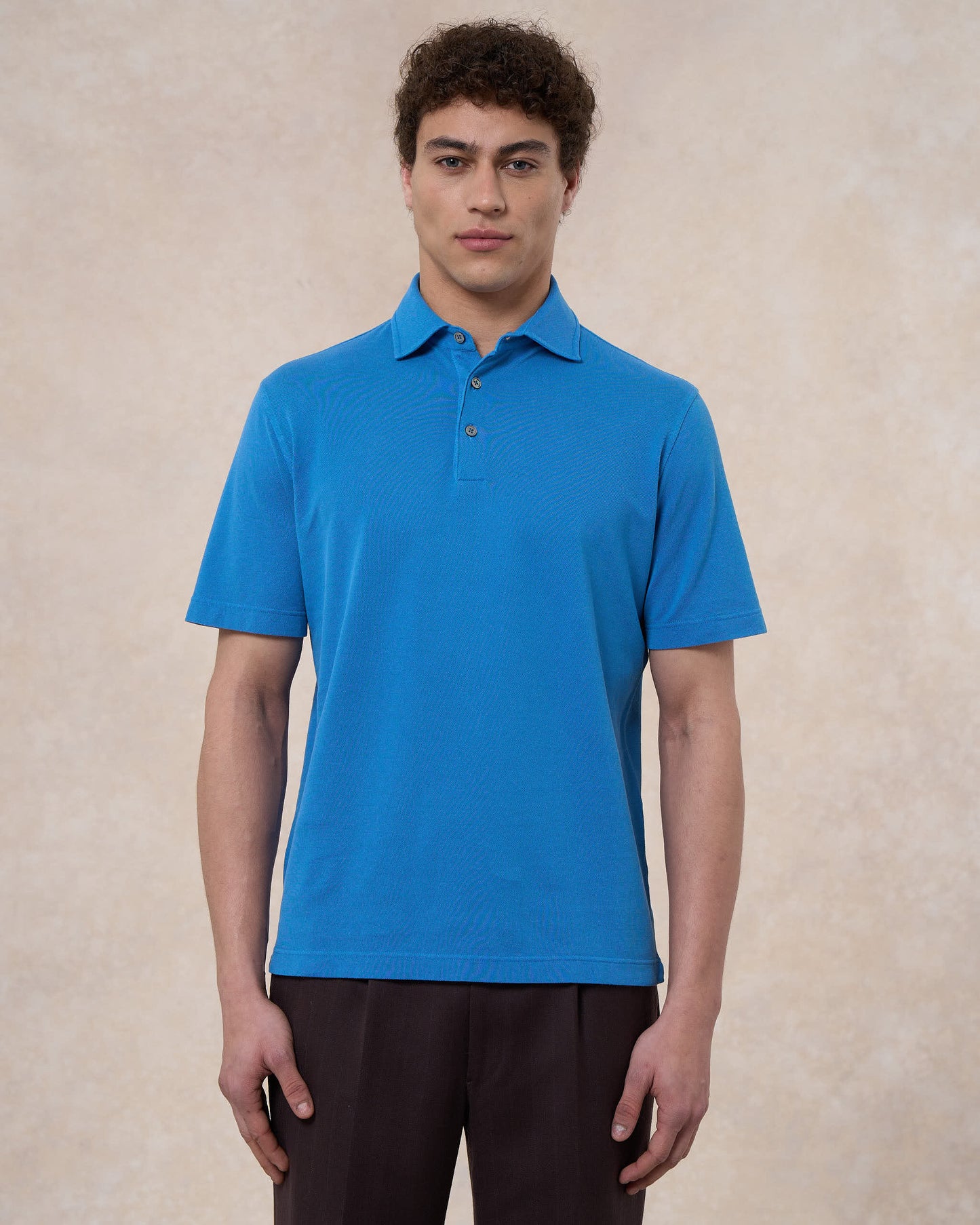 Polo blu royal in cotone piqué a manica corta