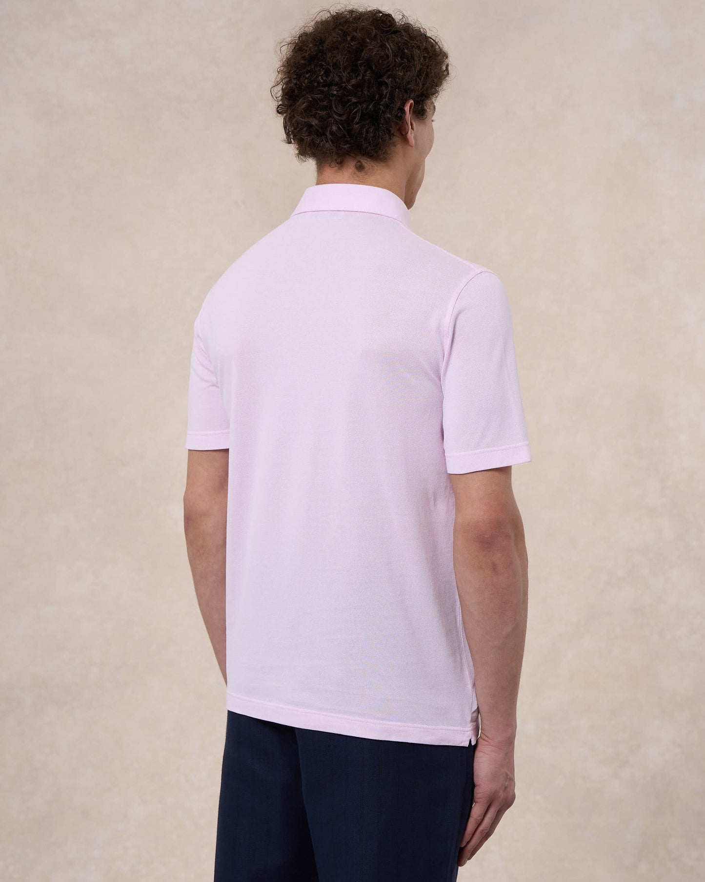 Polo rosa confetto in cotone piqué a manica corta