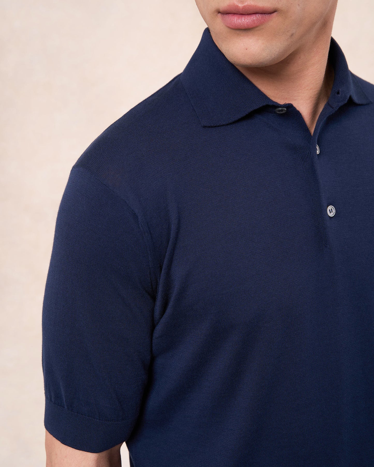 Polo blu notte in cotone Sea Island®