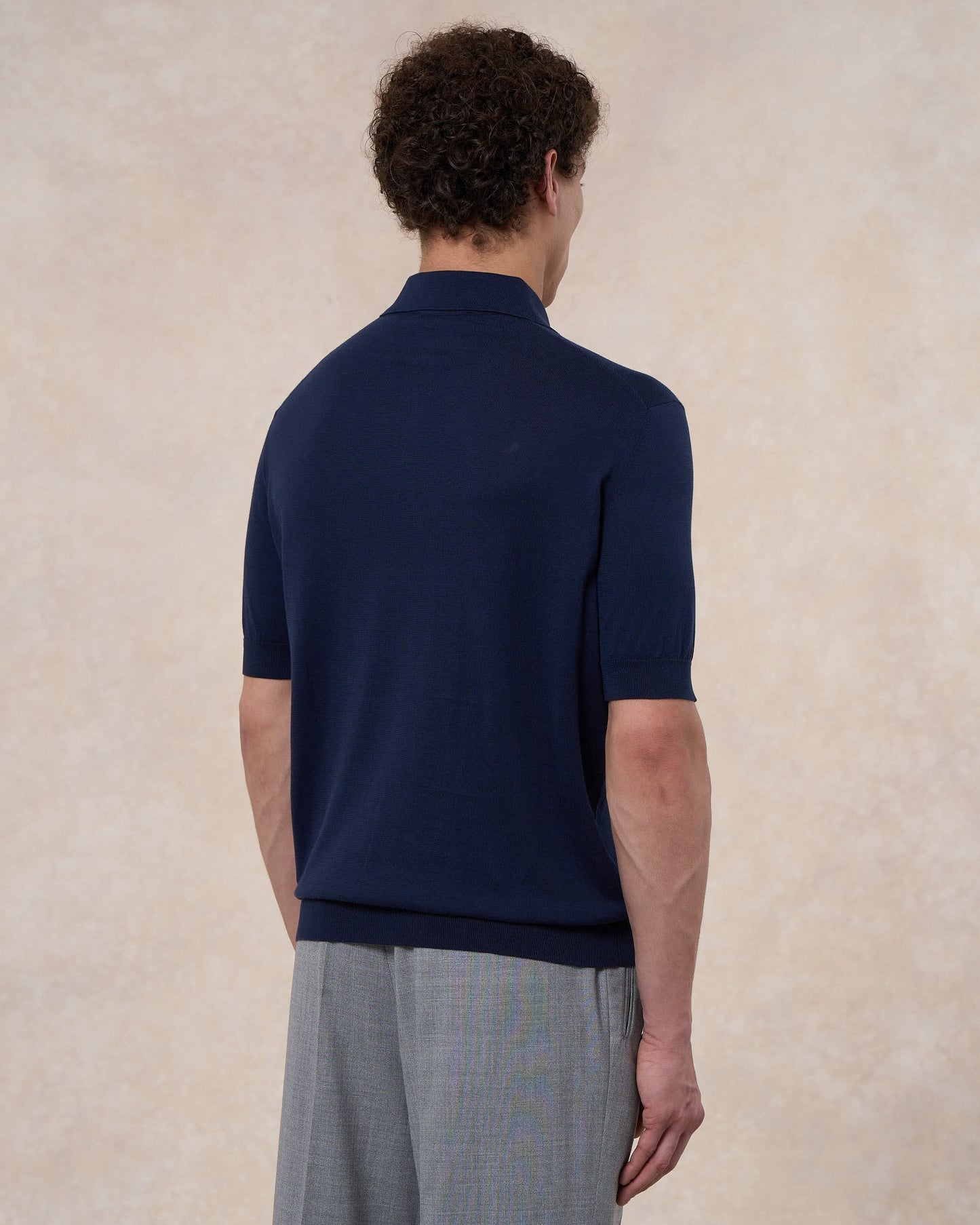 Polo blu notte in cotone Sea Island®