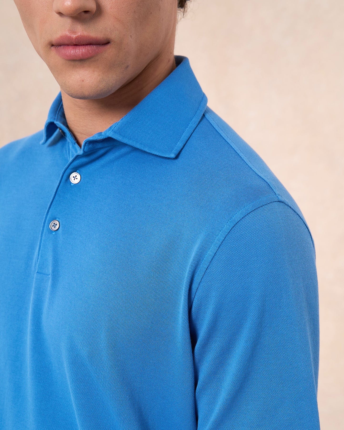 Polo blu royal in cotone piqué a manica corta