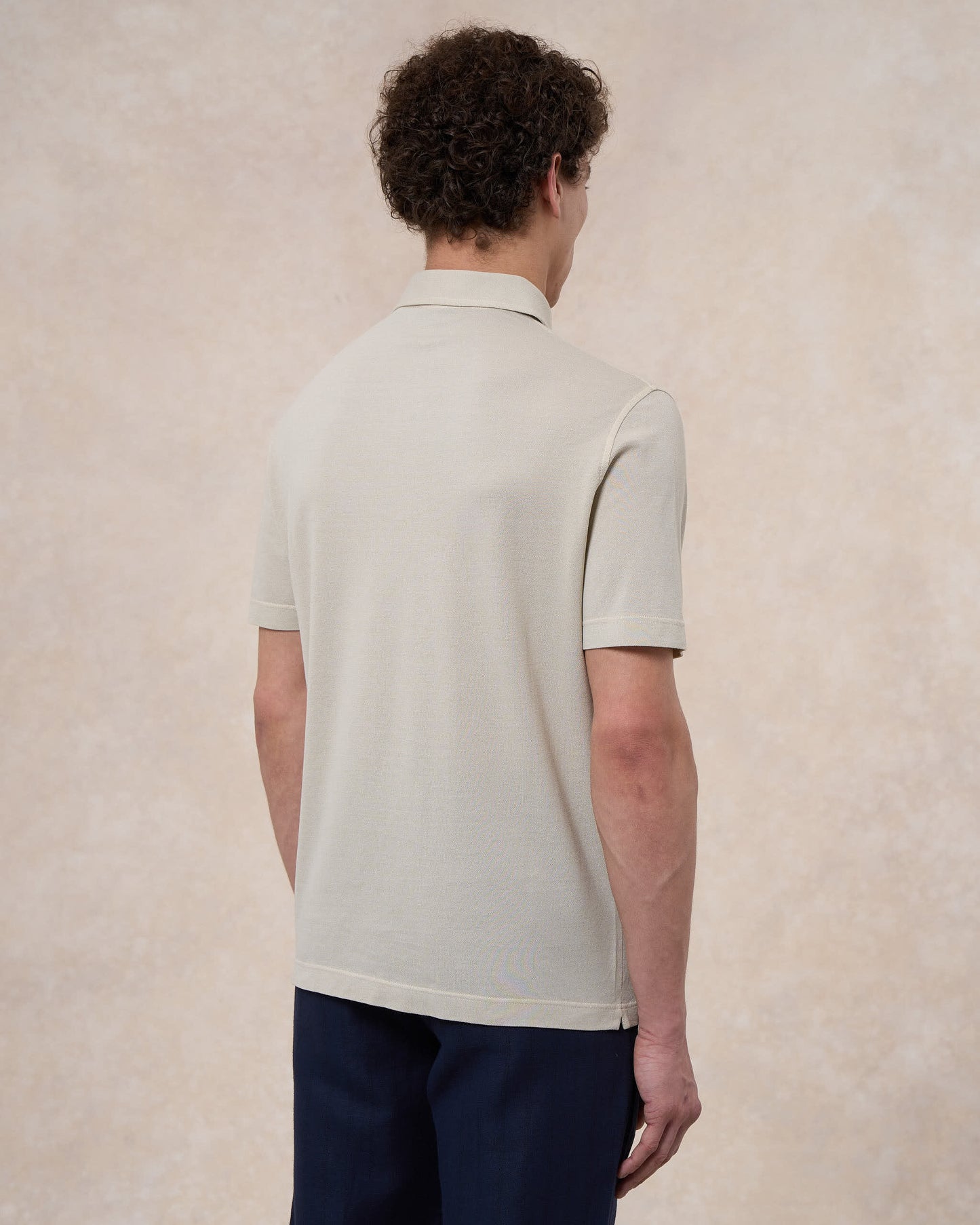 Polo grigio pietra in cotone piqué a manica corta