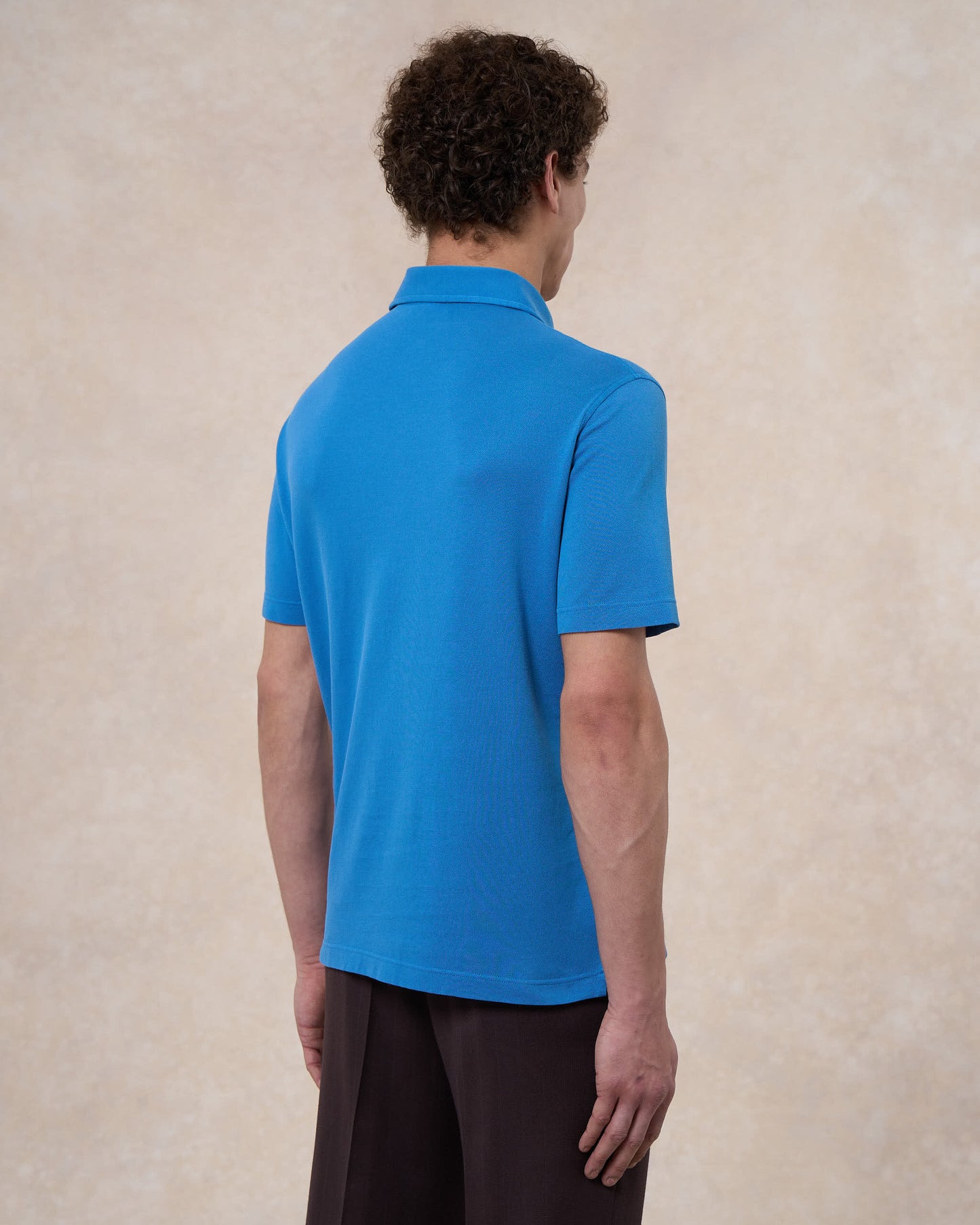 Polo blu royal in cotone piqué a manica corta