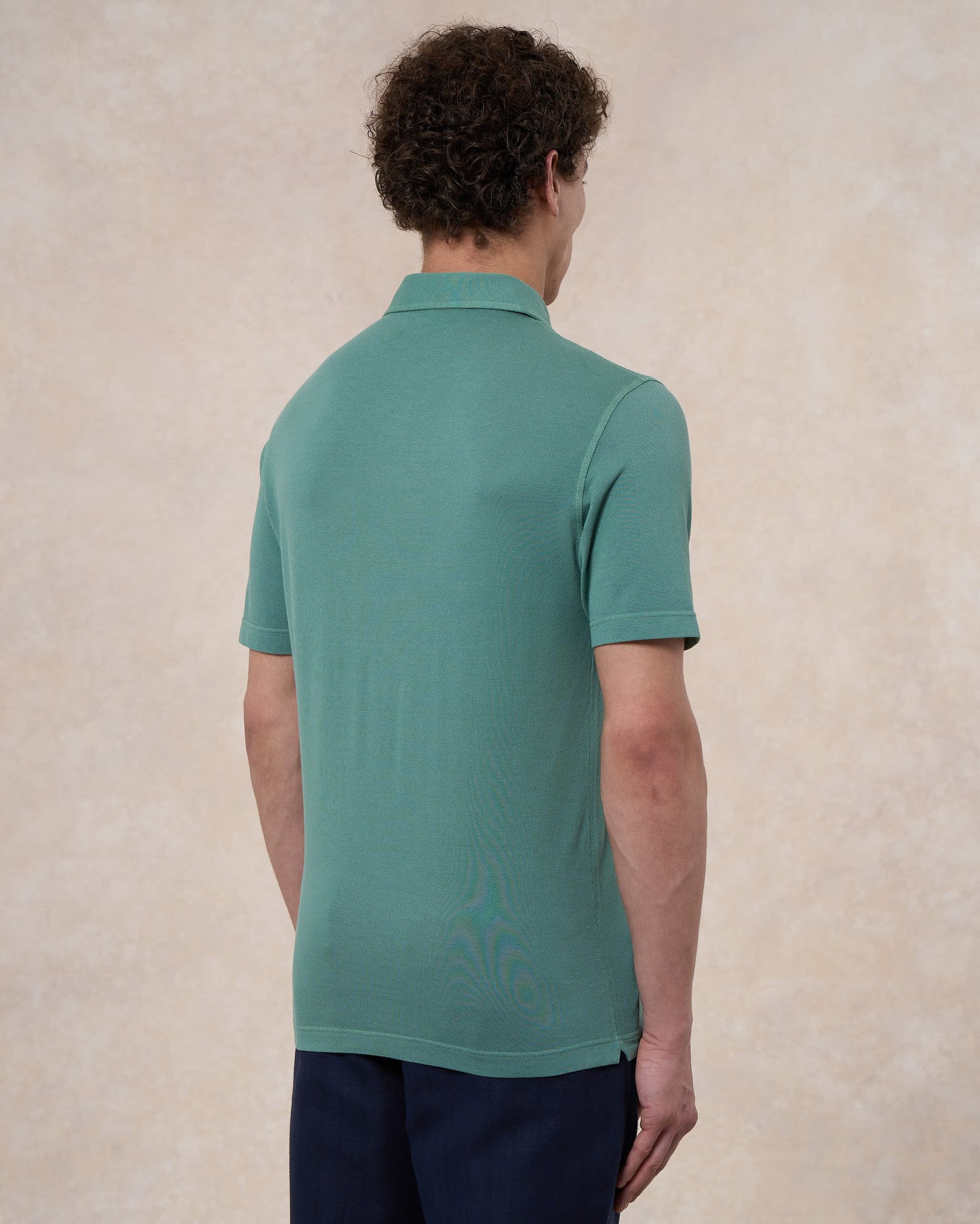Polo verde aloe in cotone piqué a manica corta