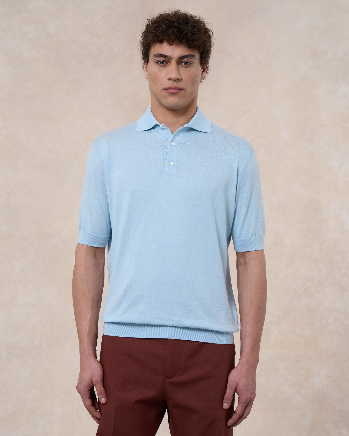 Polo grigio polvere in cotone Sea Island®