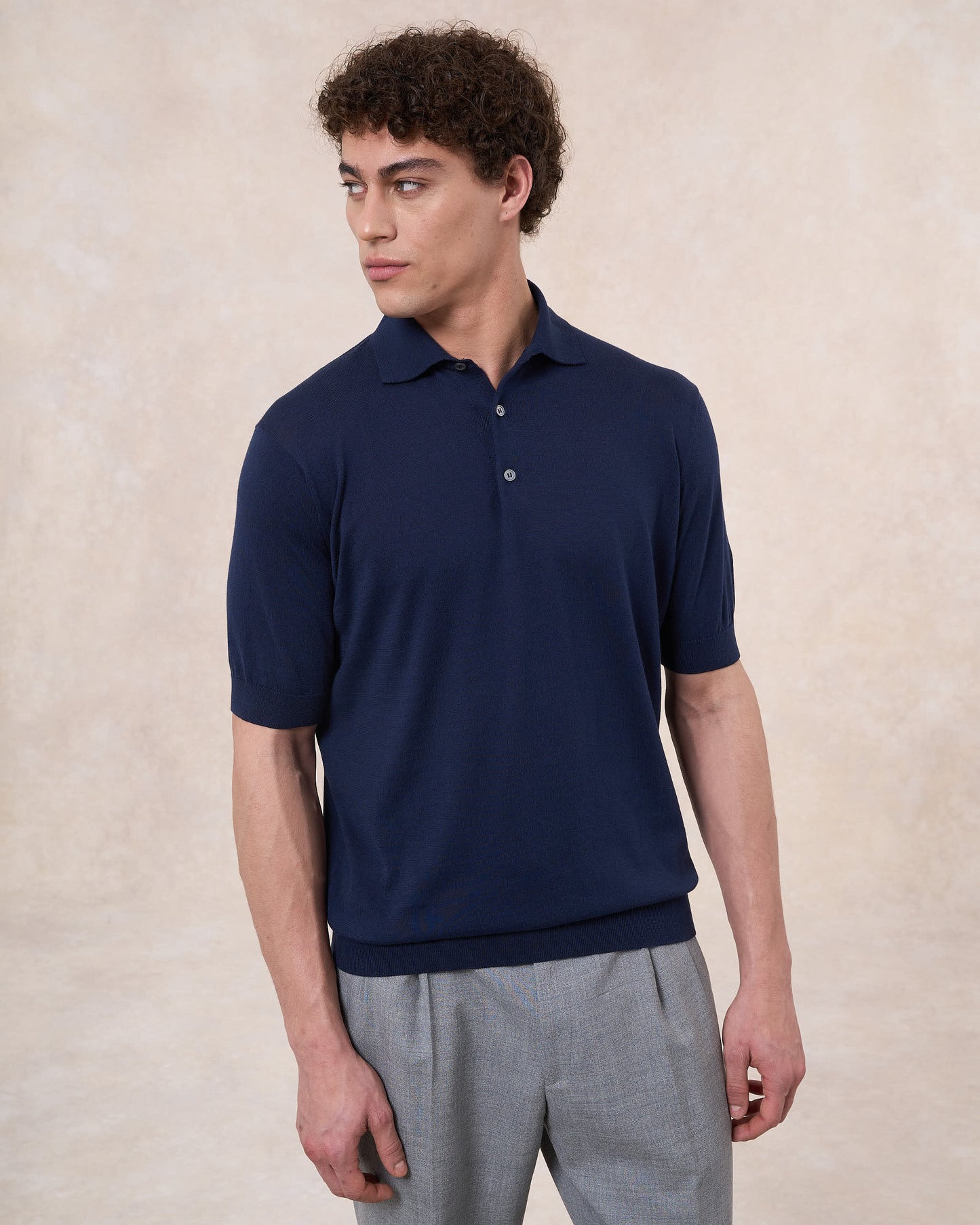 Polo blu notte in cotone Sea Island®