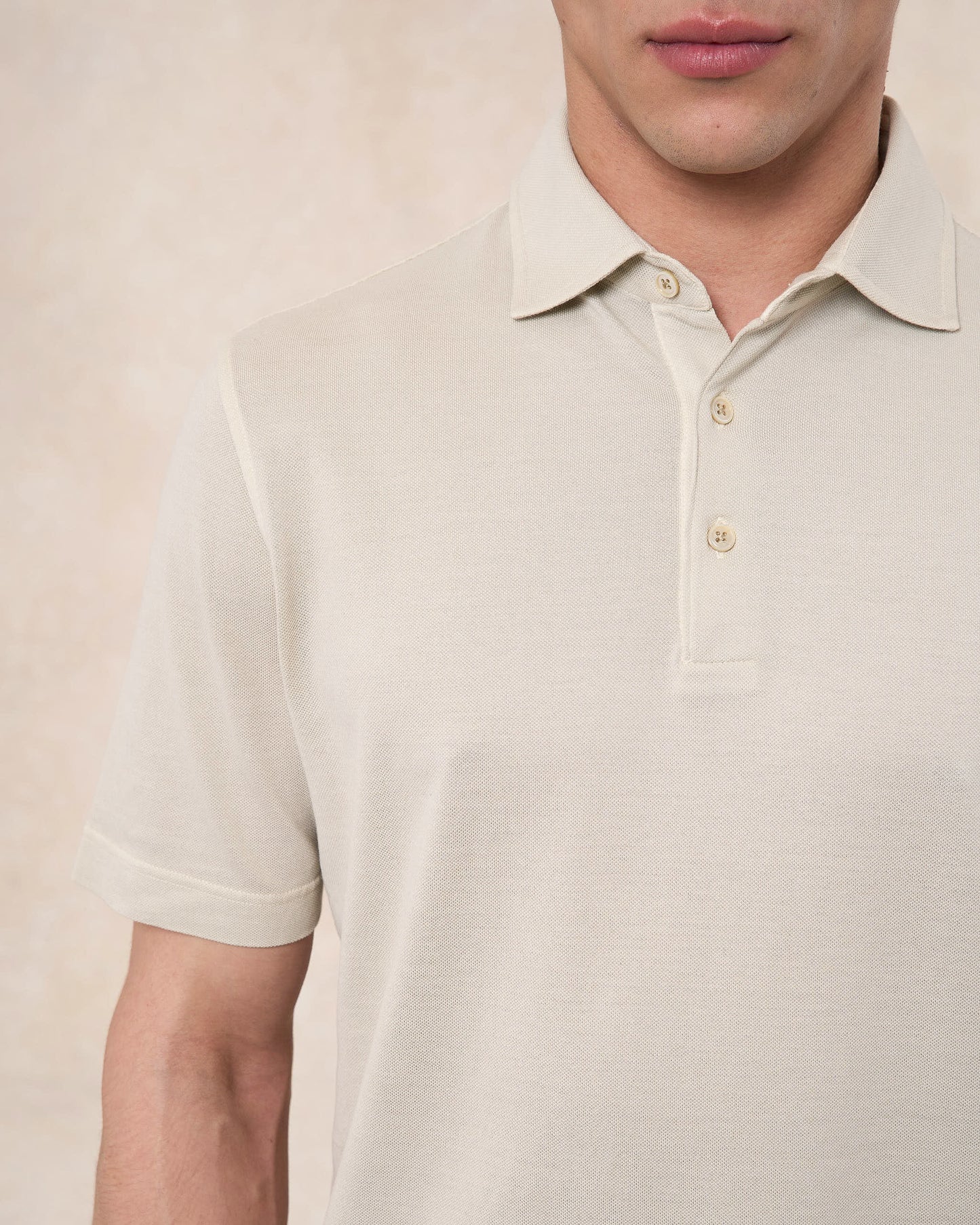 Polo grigio pietra in cotone piqué a manica corta