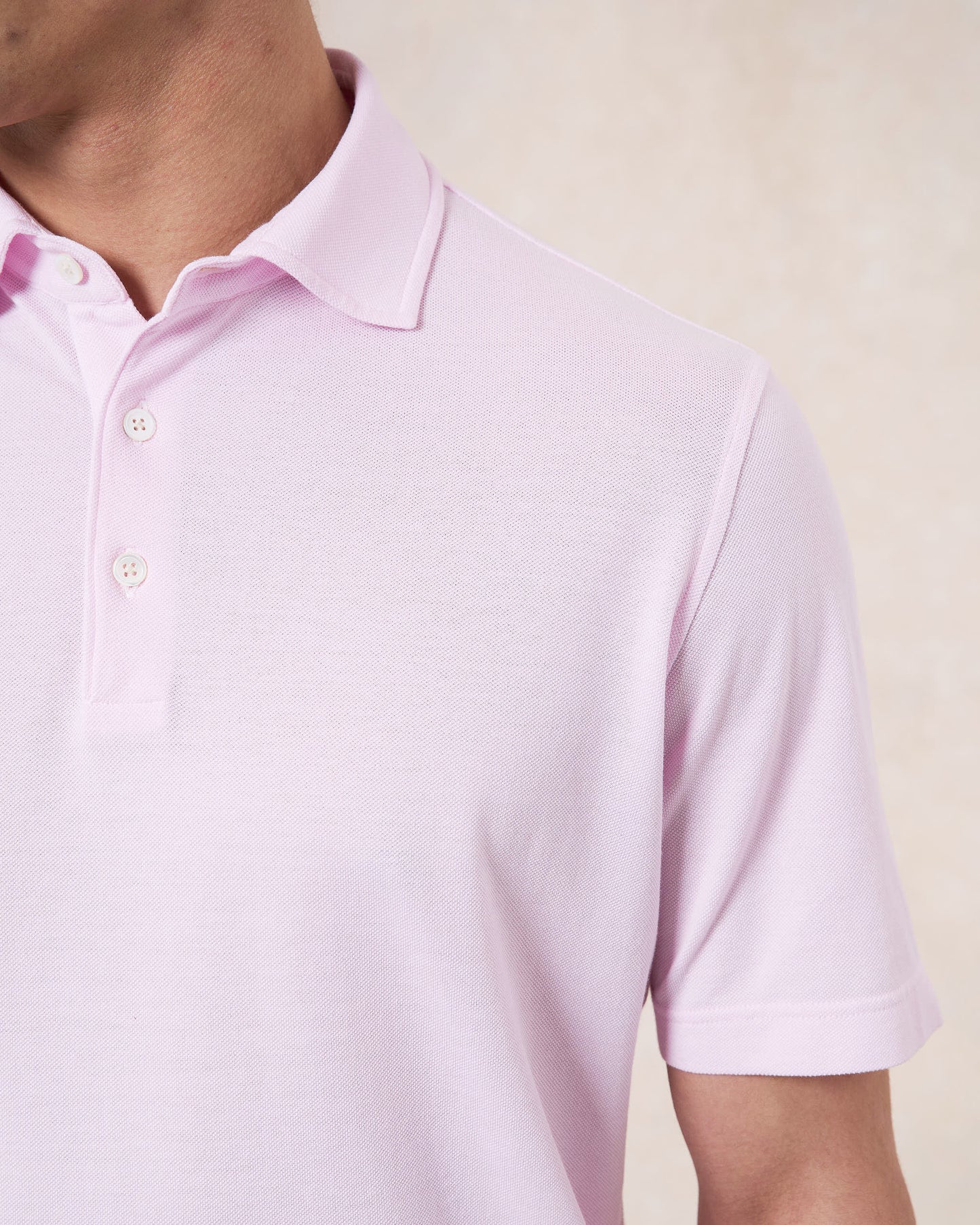 Polo rosa confetto in cotone piqué a manica corta