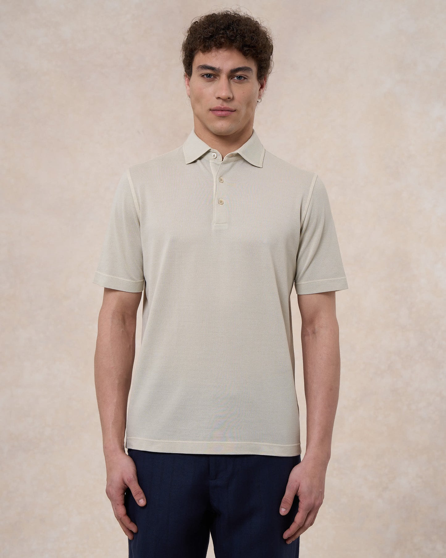 Polo grigio pietra in cotone piqué a manica corta