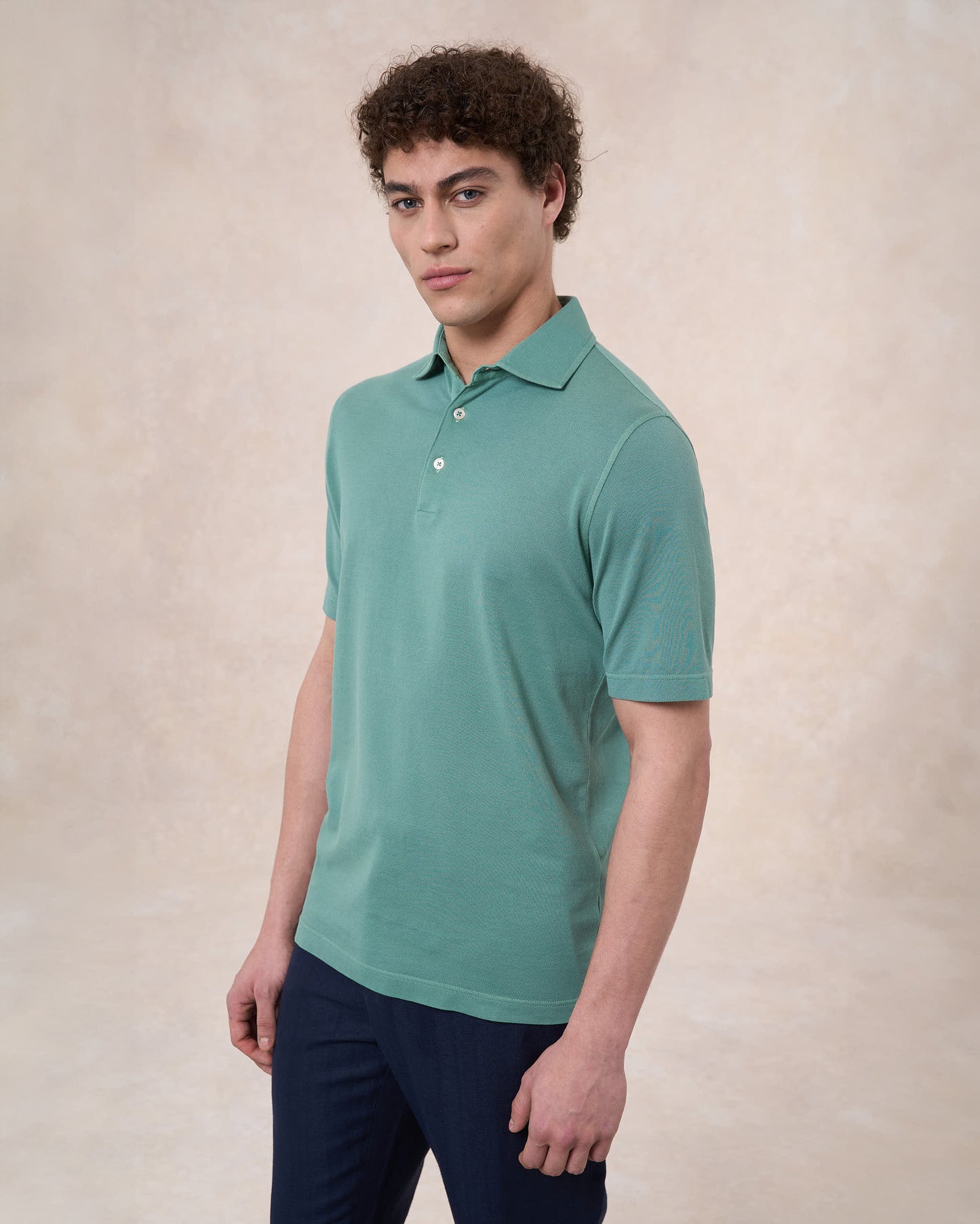 Polo verde aloe in cotone piqué a manica corta