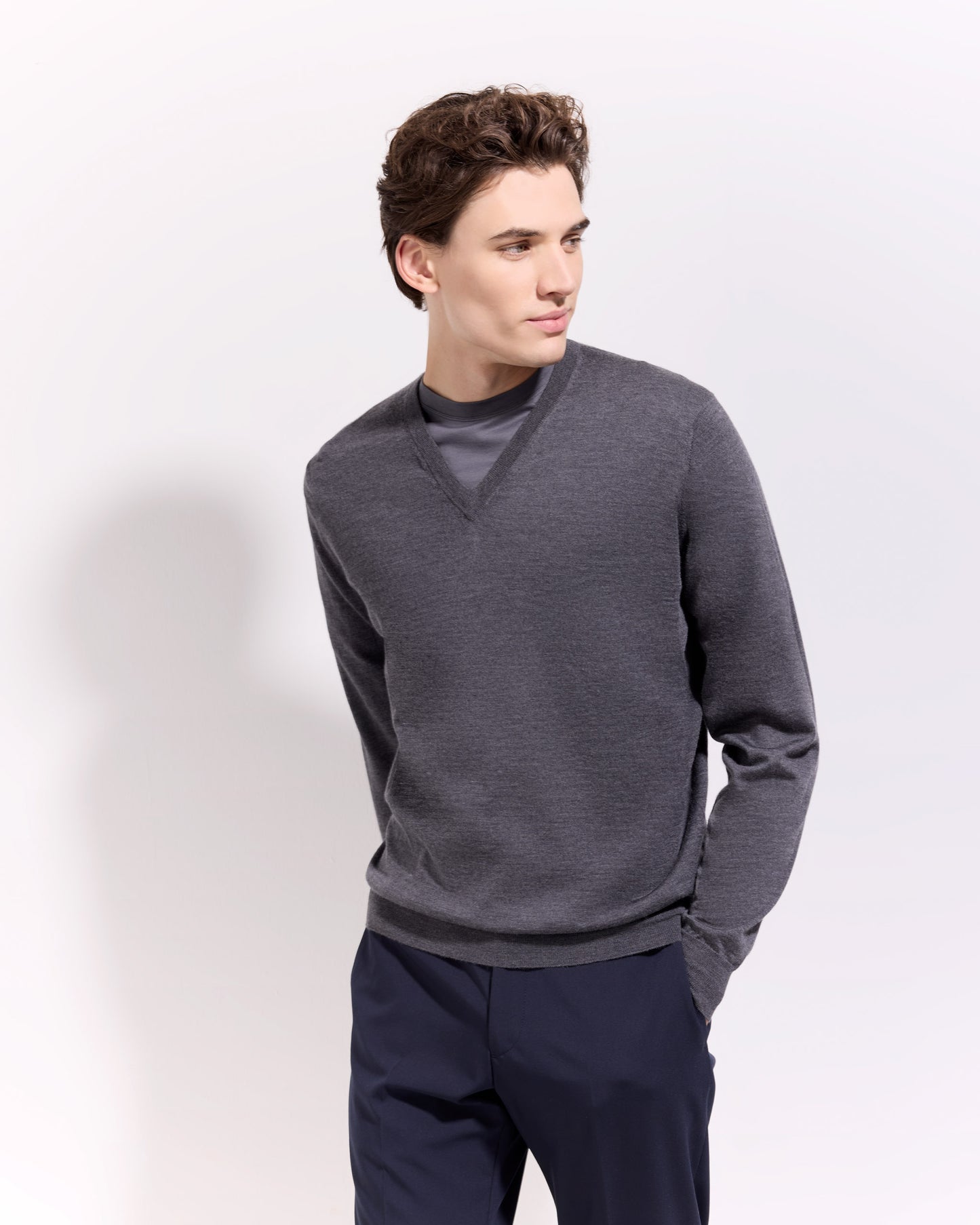 Scollo v lana seta cashmere grafite