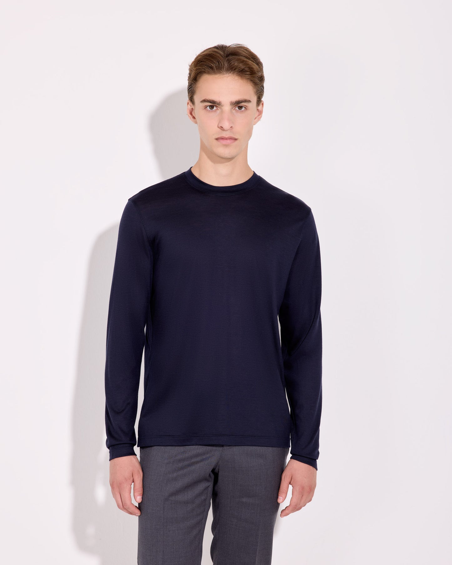 T-shirt manica lunga royal merino blu navy