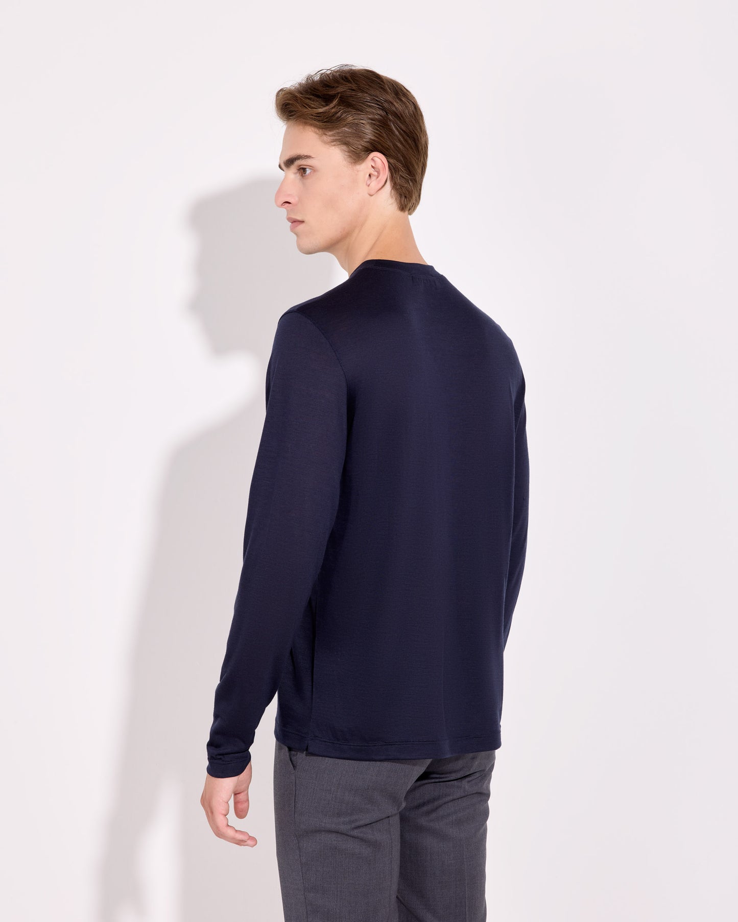 T-shirt manica lunga royal merino blu navy