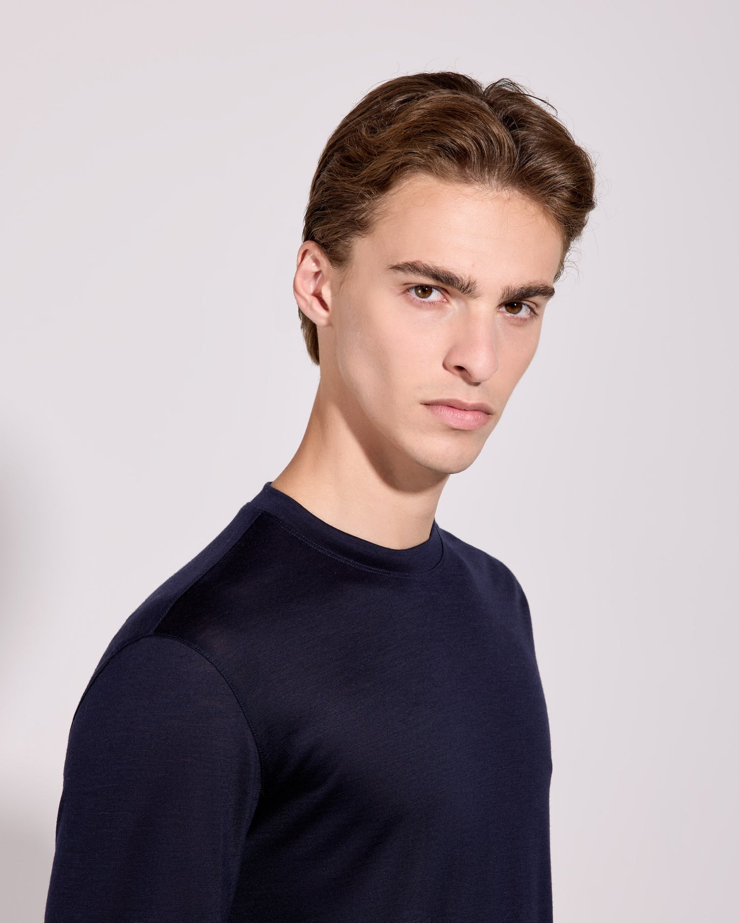 T-shirt manica lunga royal merino blu navy